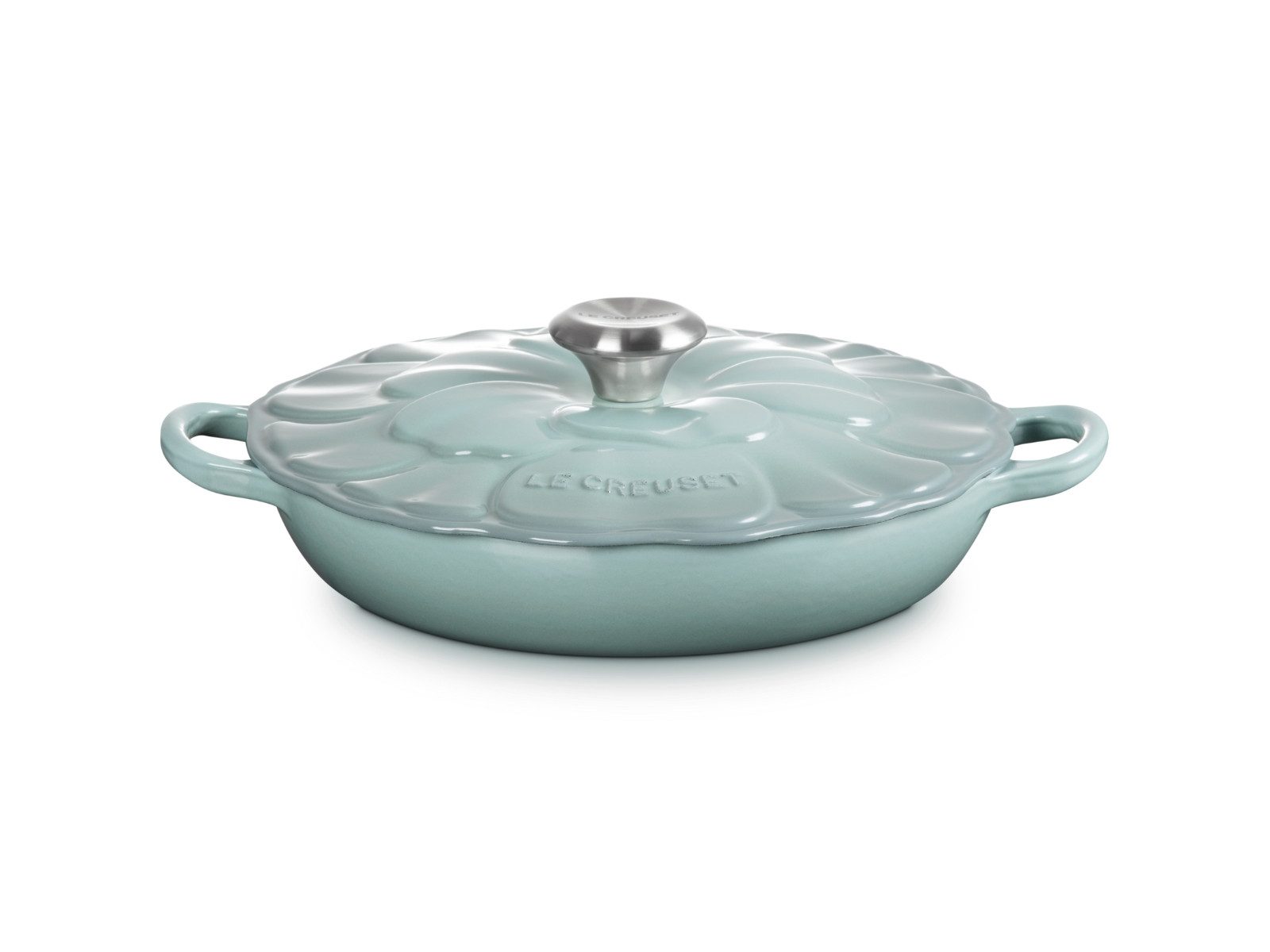 LE CREUSET Kochtopf Signature Gourmet-Profitopf Blume sea salt 26cm, Emailliertes Gusseisen