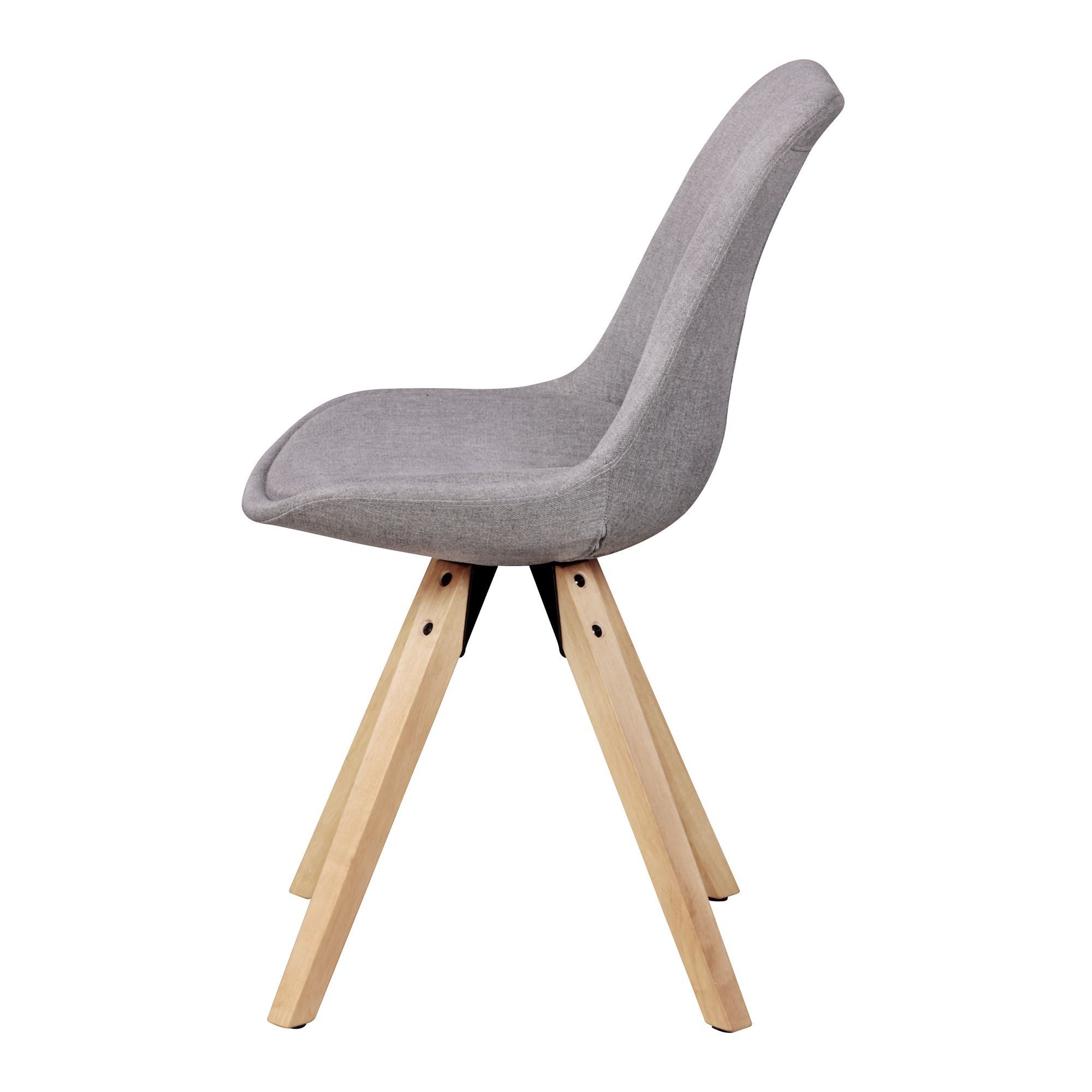 Wohnling 4-Fußstuhl 2er Set Esszimmerstühle LIMA Retro Küchenstühle Stoff Grau Esszimmerst (Grau Stoff Skandinavisch, Esszimmerstuhl 2er Set), Polsterstuhl Rückenlehne, Küchenstuhl Gepolstert