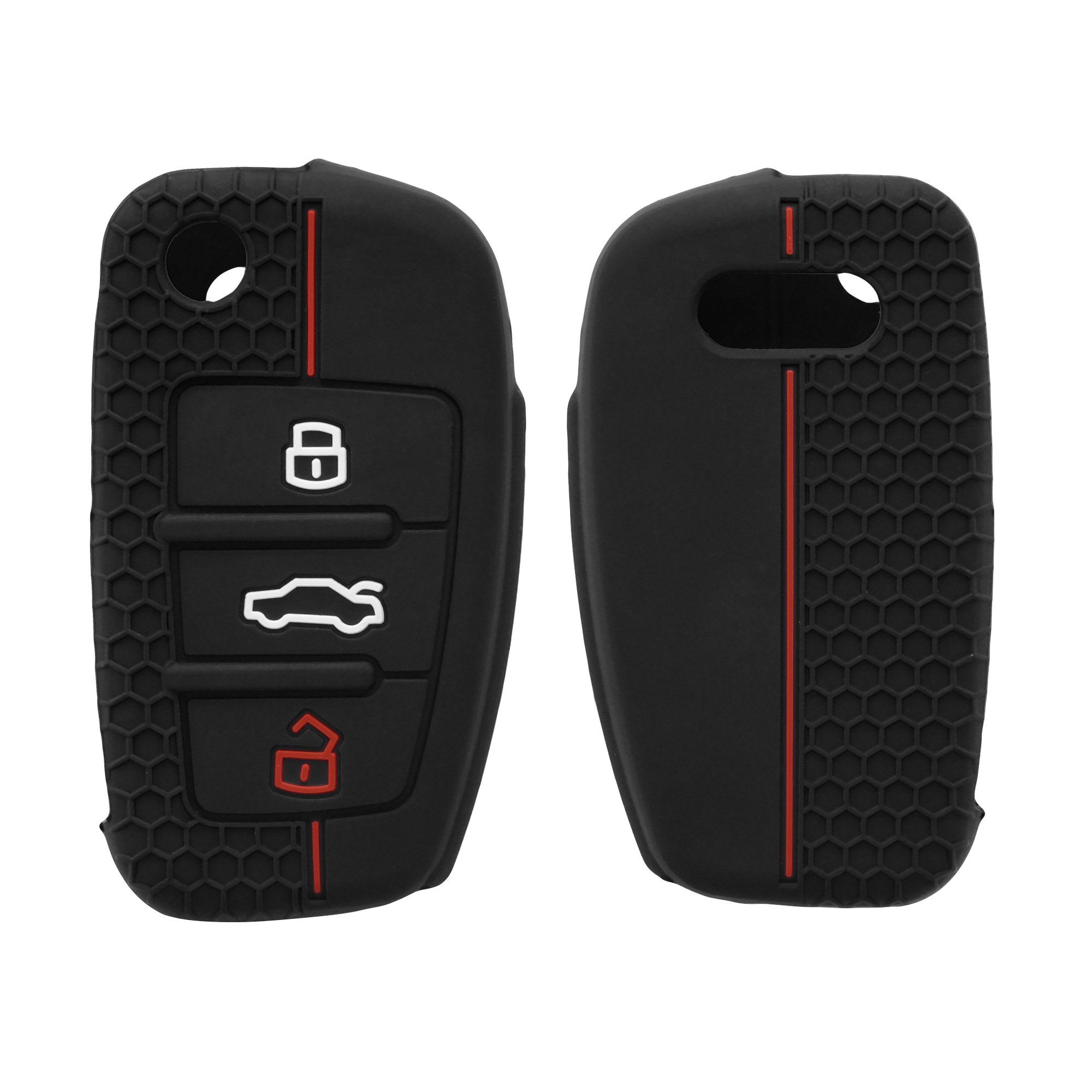 kwmobile Schlüsseltasche Autoschlüssel Silikon Hülle für Audi, Schlüsselhülle Schlüssel Case Cover Schwarz