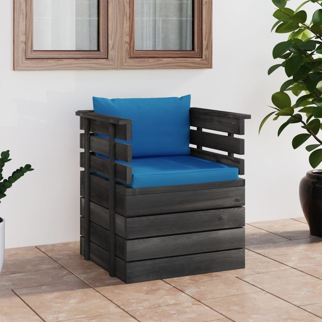 vidaXL Loungesofa Gartensessel mit Kissen Kiefernholz, 1 Teile Hellblau