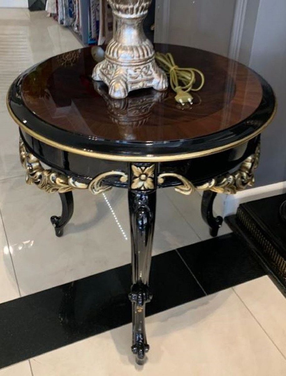 Casa Padrino Beistelltisch Luxus Barock Beistelltisch Braun / Schwarz / Gold - Handgefertigter Massivholz Tisch im Barockstil - Barock Möbel - Edel & Prunkvoll