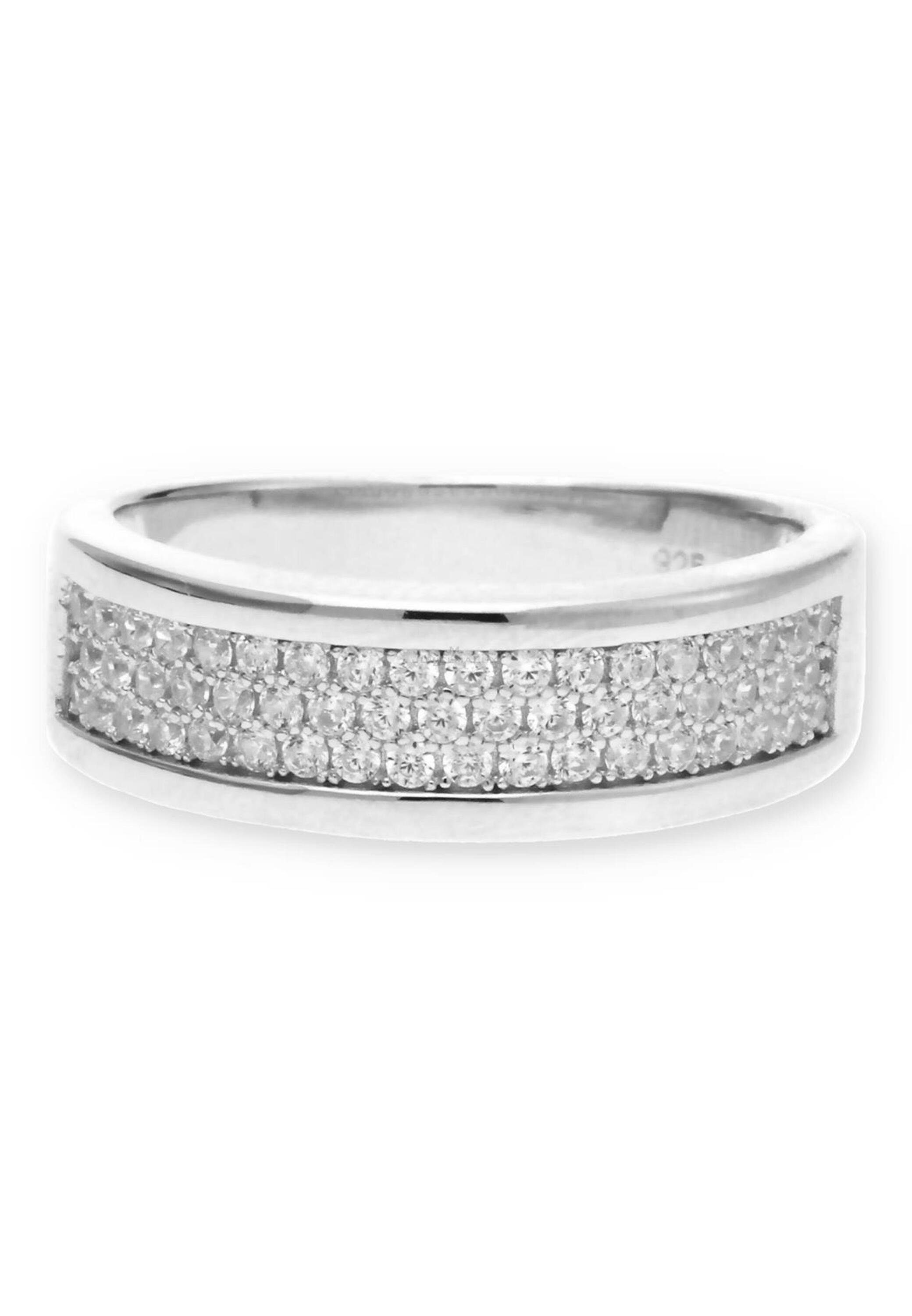 JuwelmaLux Silberring Ring mit 925/000 synth Sterling Silber Zirkonia