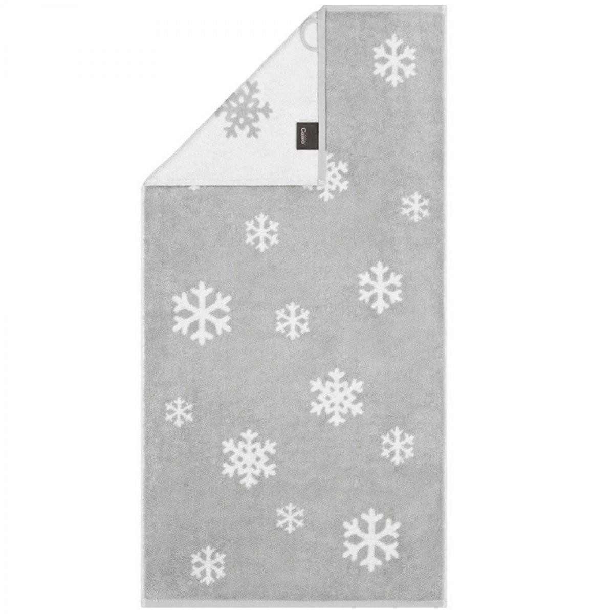 Cawö Badetücher Handtuch Winter Edition Schneekristalle Platin Weiß (50x100 günstig online kaufen