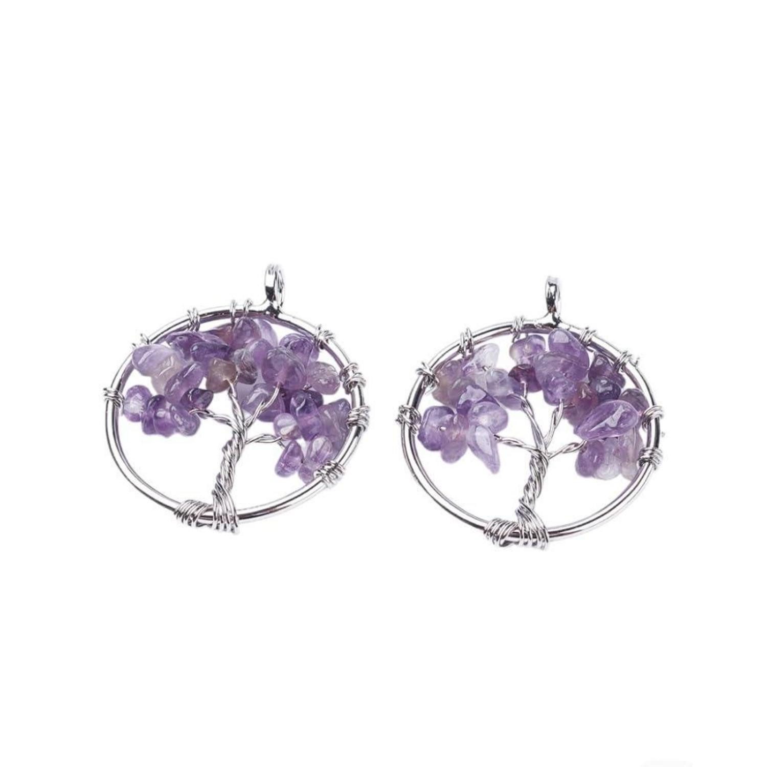 LuxusKollektion Perlenanhänger Charms Edelstein Baum Lila 10 Stk (10-tlg)