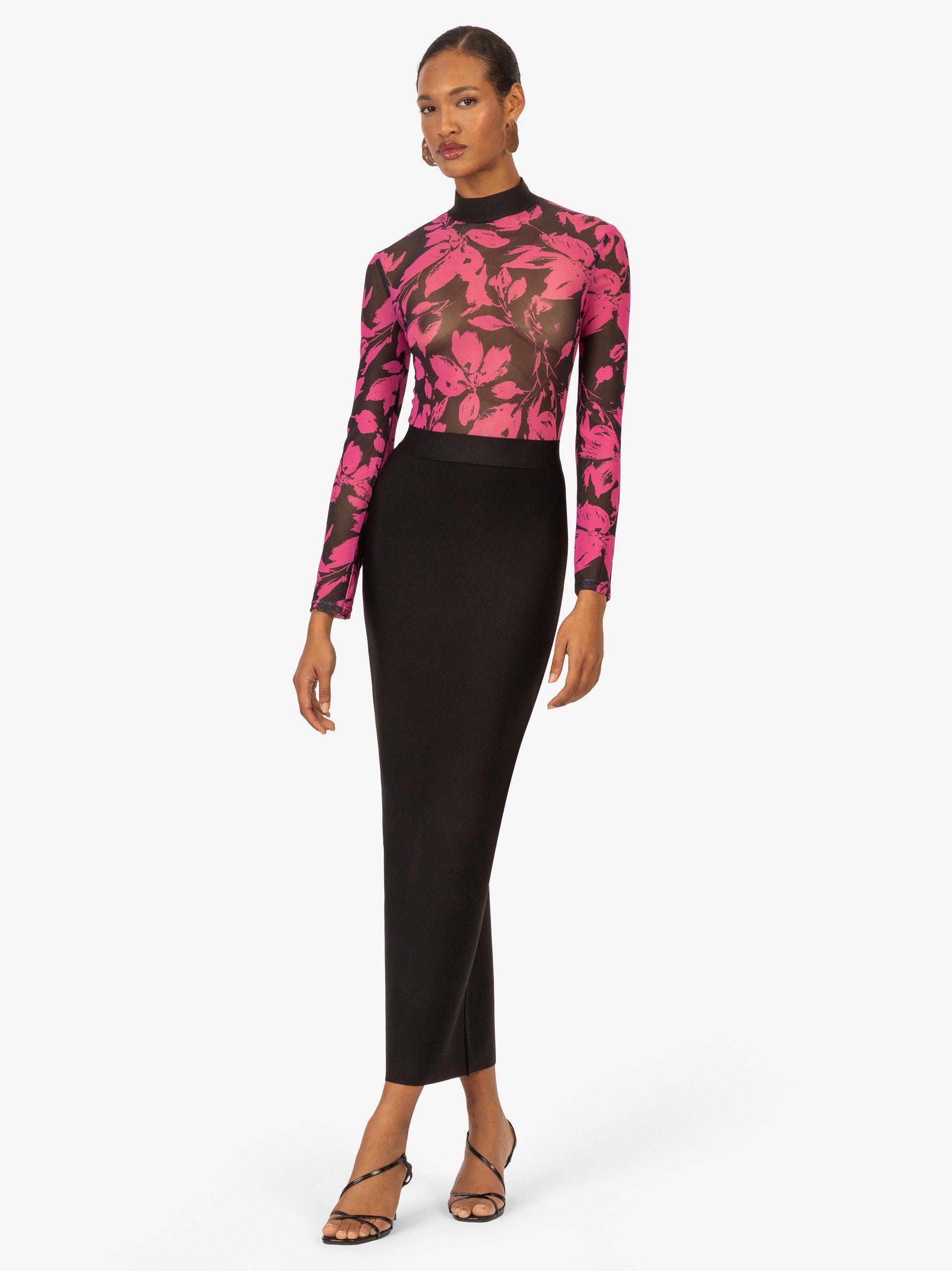 Kraimod Abendkleid mit transparentem Oberteil und Maxilänge