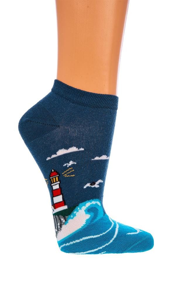 Wowerat Sneakersocken 2 Paar Fun Sneakersocken, Küstenglück Motiv, Sneaker Spaß Socken – Bild 3 von 4