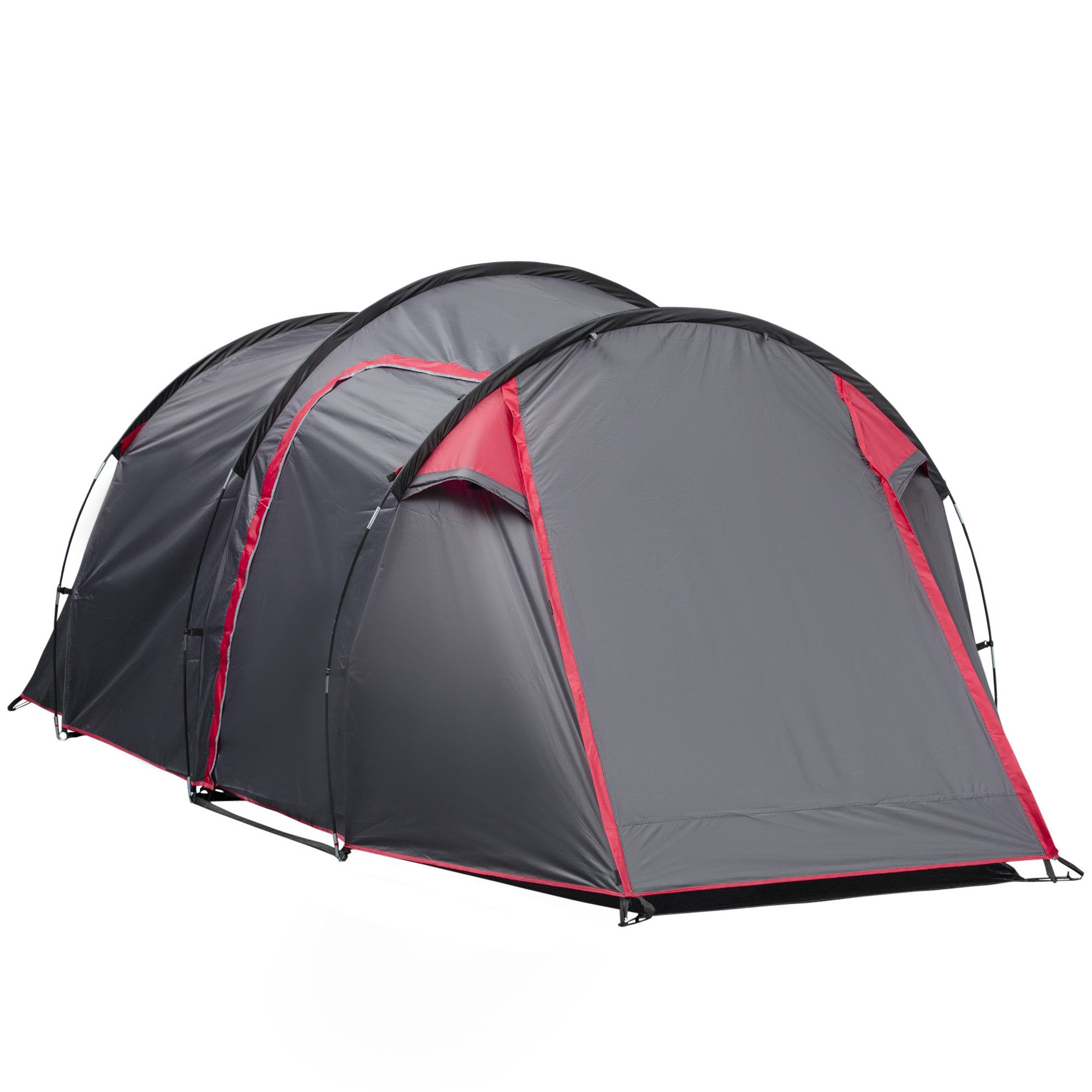 Outsunny Tunnelzelt für 2-3 Personen, Personen: 3 (Zelt, 1 tlg., Campingzelt), Glasfaser Polyester Grau 426 x 206 x 154 cm