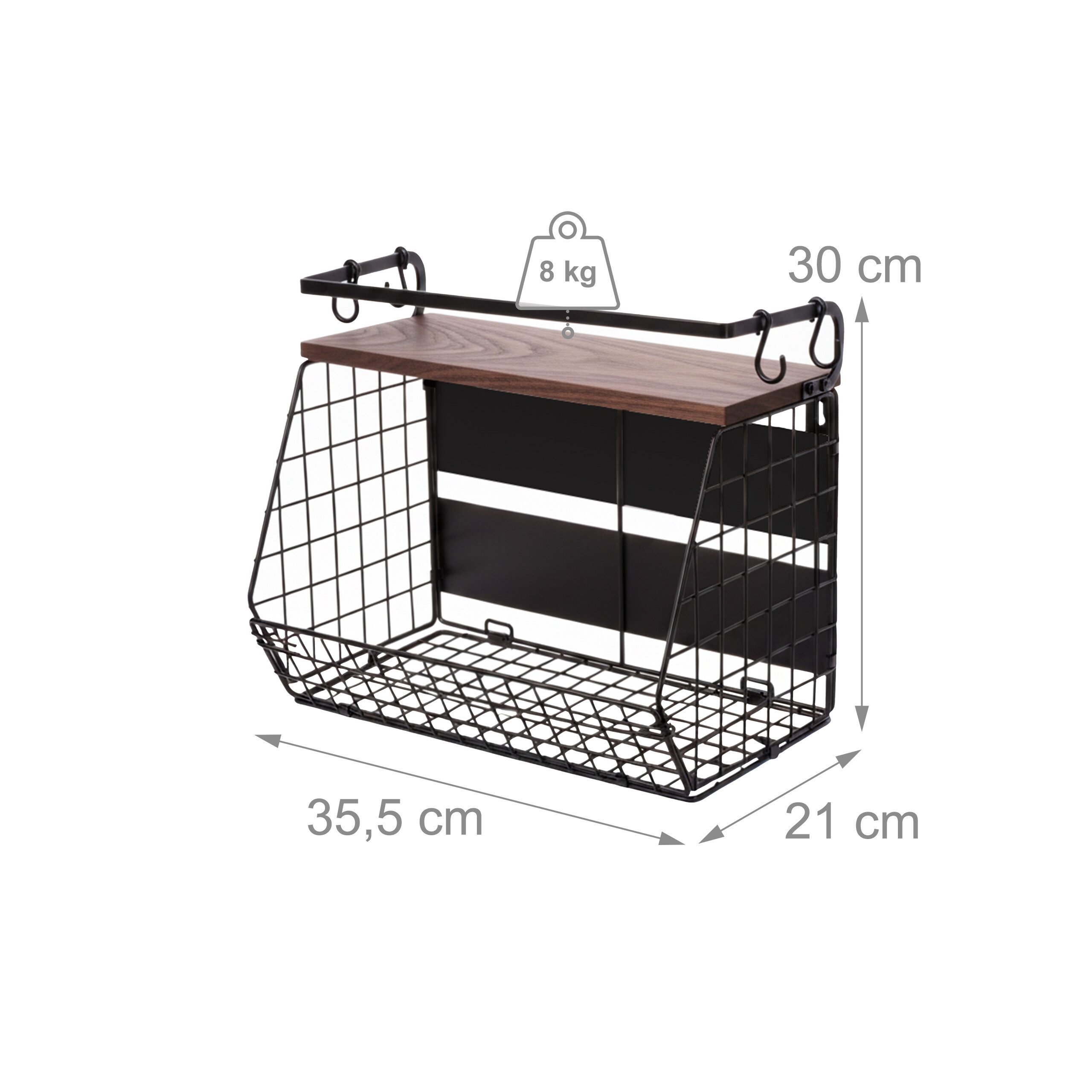 relaxdays Obstschale Obstkorb Wandregal magnetisch 2er Set, Eisen, (2-tlg), A – Bild 4 von 5