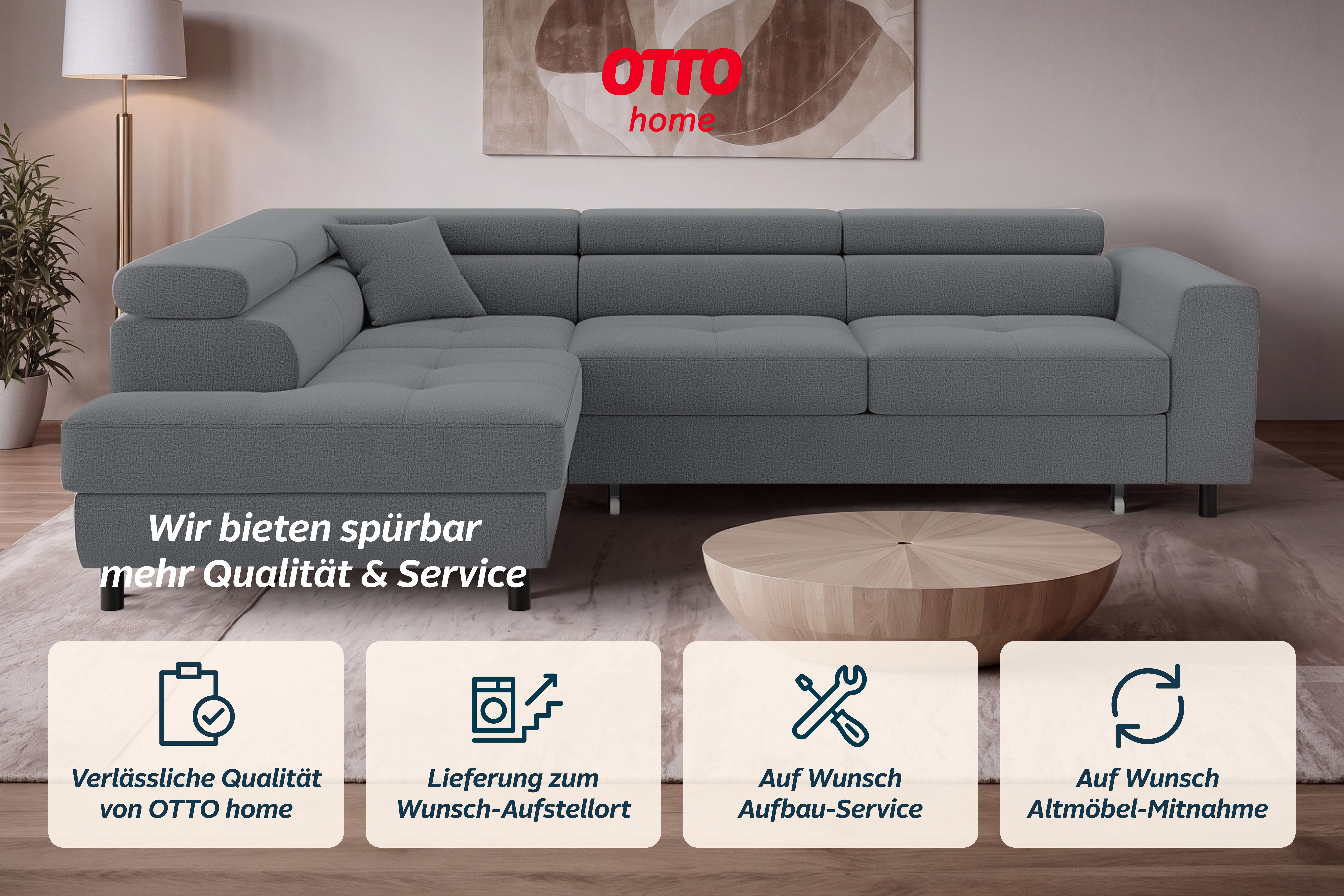 OTTO home Ecksofa AADEN Schlafsofa 254 cm - OTTO. Verlässliche Qualität., mit Bettfunktion, Bettkasten, Kopfstützen, rechts/links bestellbar – Bild 5 von 5