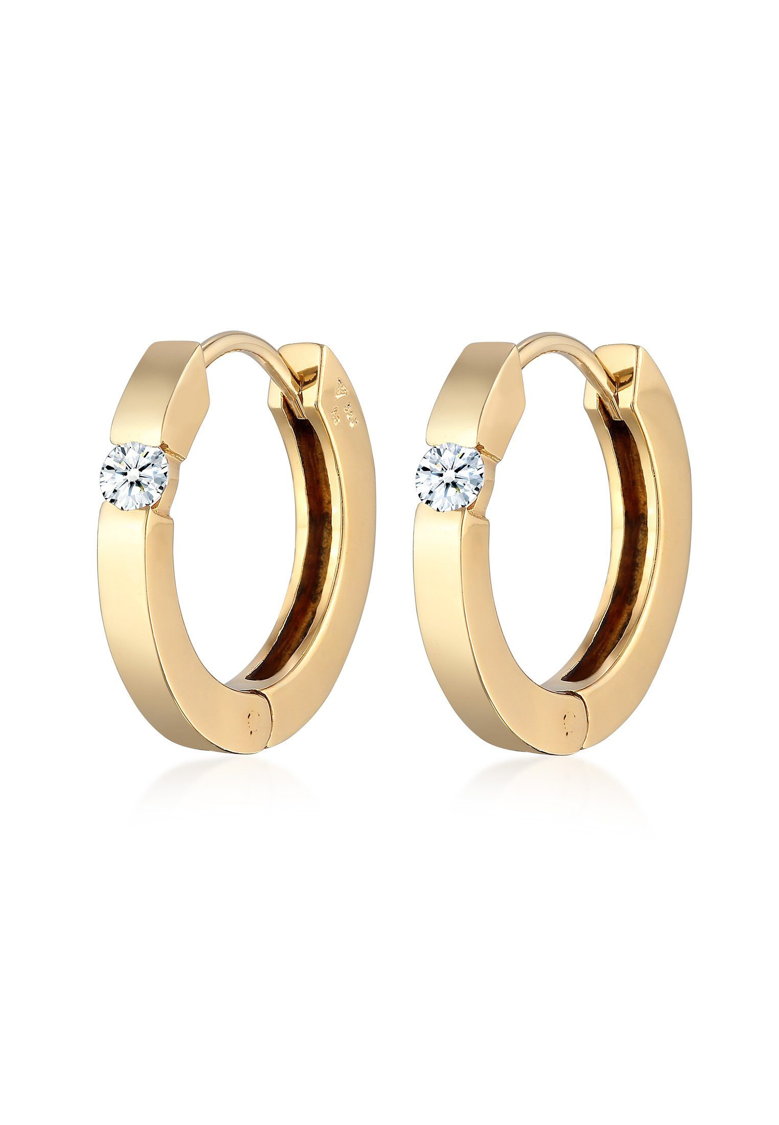 Elli DIAMONDS Paar Creolen Creolen Diamant (0.22 ct) Eleganz 925 Silber Gold