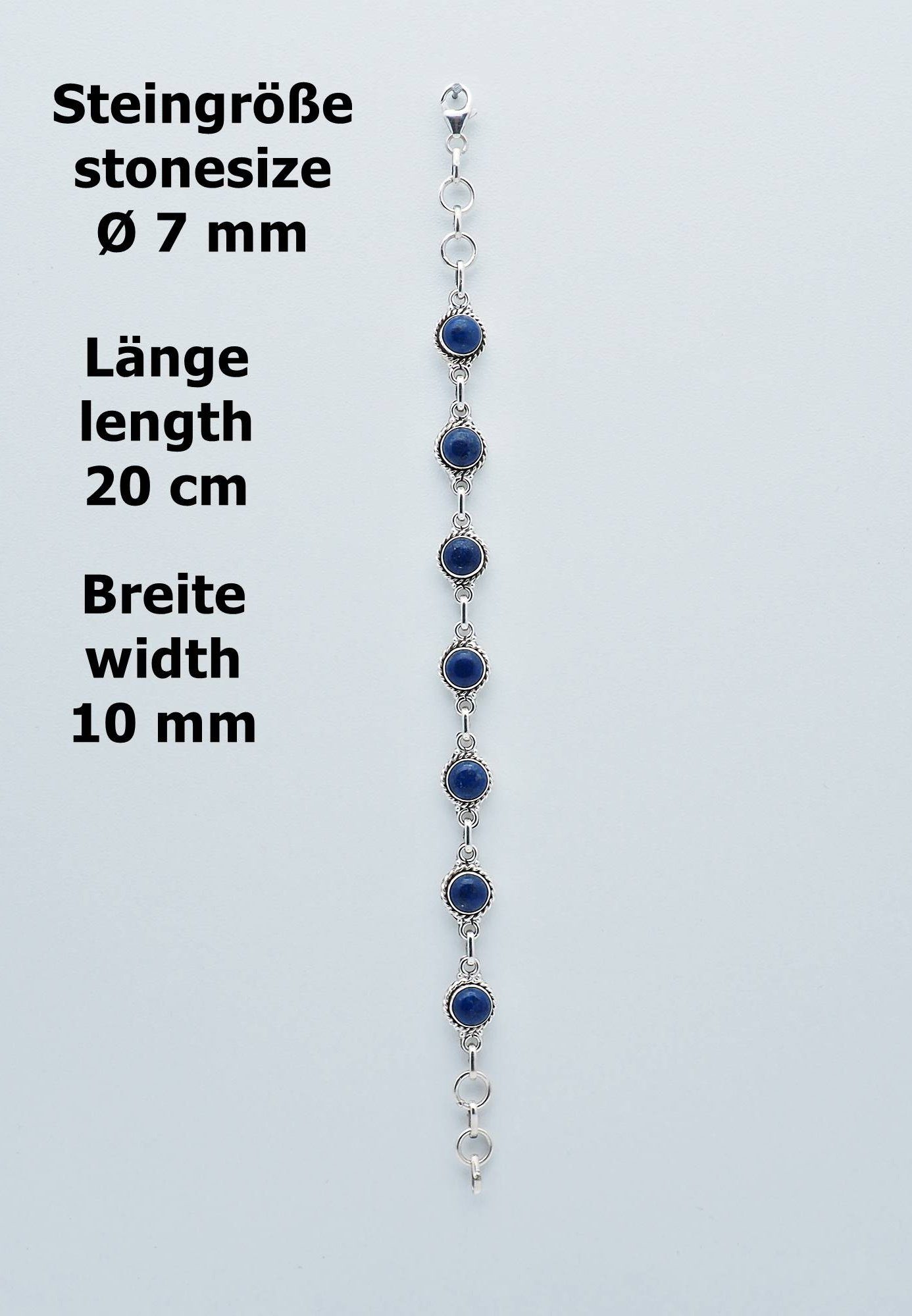 mantraroma Silberarmband Lapis Lazuli mit Silber 925er