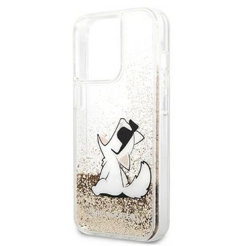KARL LAGERFELD Handyhülle Case iPhone 13 Pro Max Katze Choupette Glitzer gold 6,7 Zoll, Kantenschutz