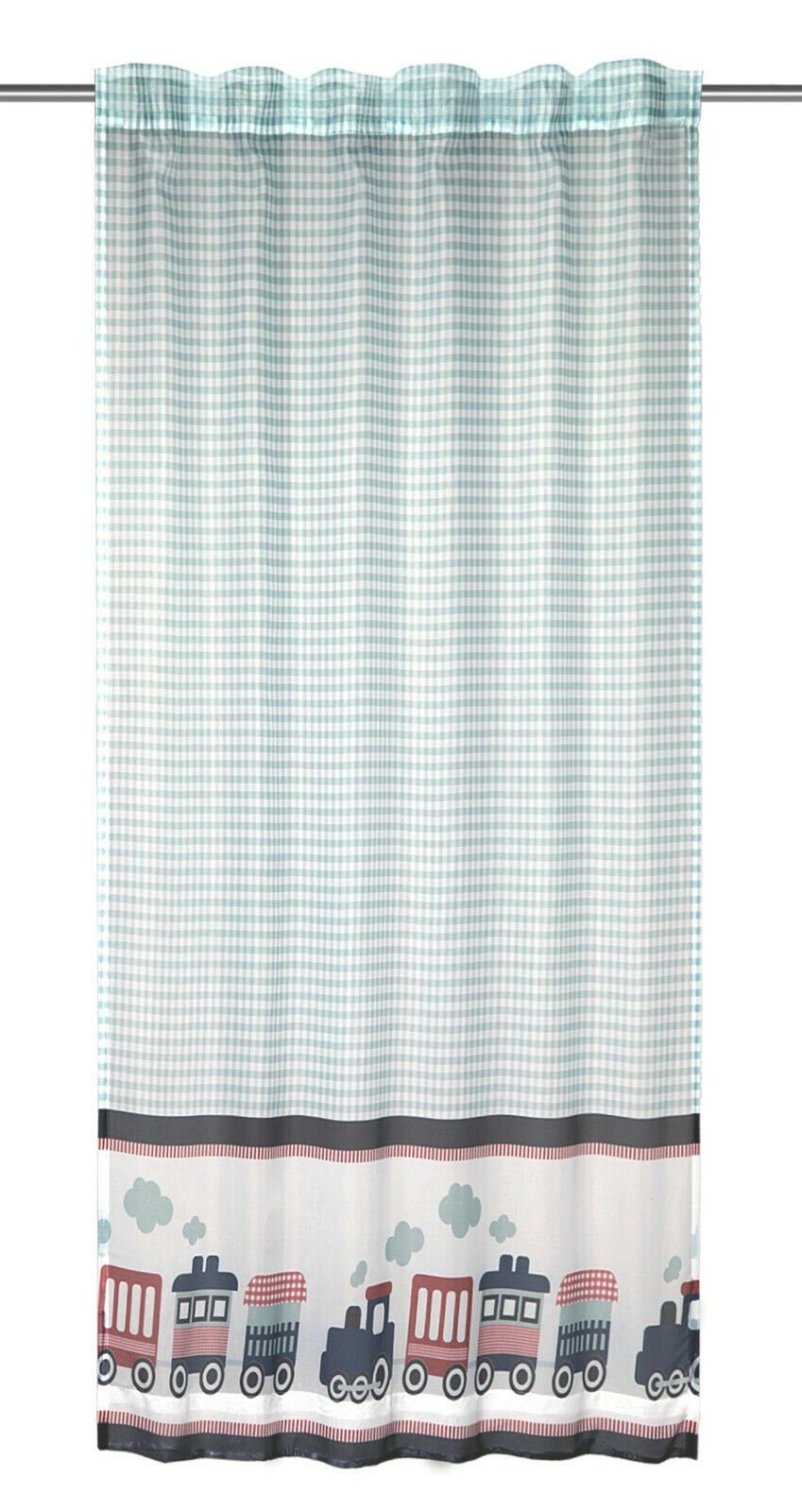 Clever-Kauf-24 Gardine Fertigschal Train / Zug, BxH 135x175cm, blau, Kinderzimmer, (1 St), Schlaufen, transparent