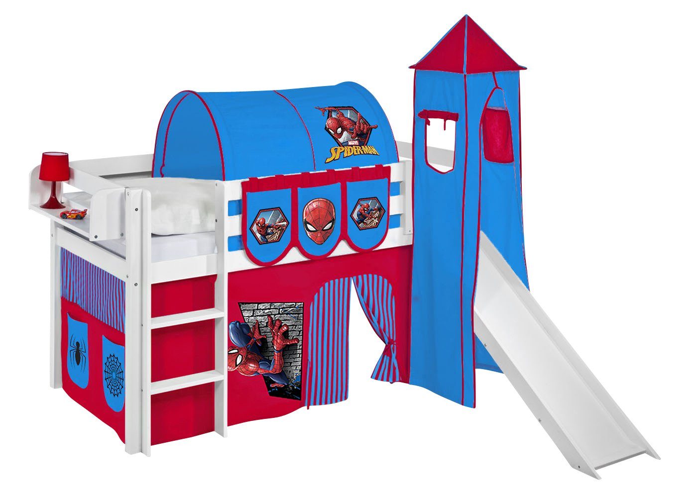 Lilokids Kinderbett Spielbett JELLE Spiderman - Hochbett - mit Turm, Rutsch günstig online kaufen
