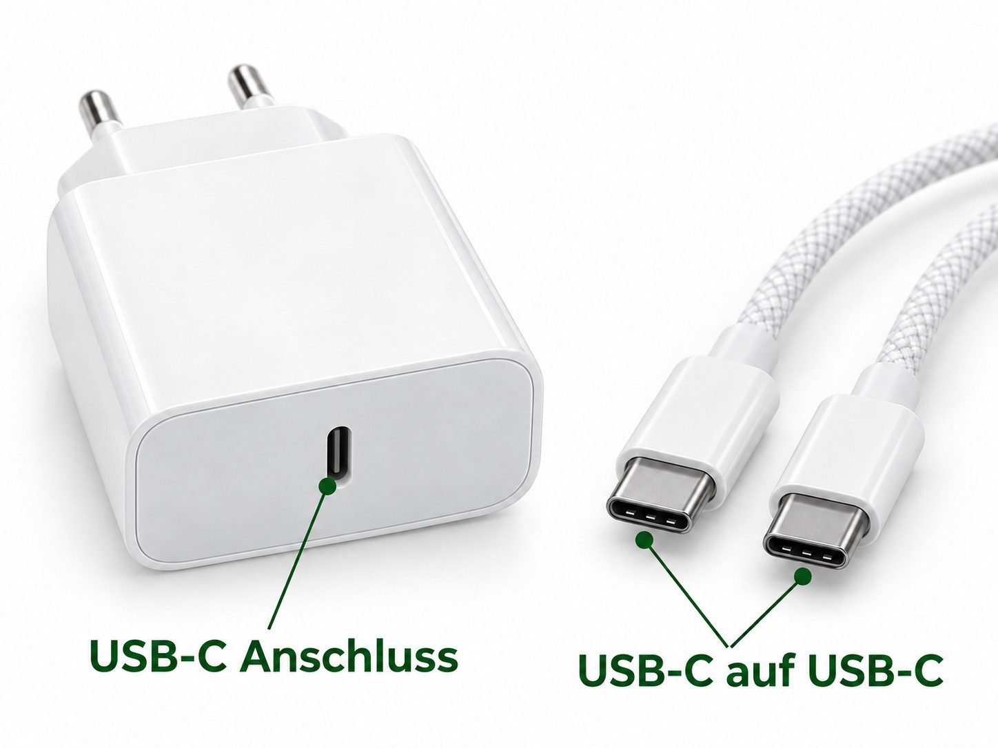 Ventarent 45W USB-C Ladeset mit Gewebekabel für Samsung Galaxy Smartphone-Ladegerät (3000 mA, Set, 2-tlg., mit USB-C-auf-USB-C-Gewebekabel, 45 W, Power Delivery – Bild 2 von 5