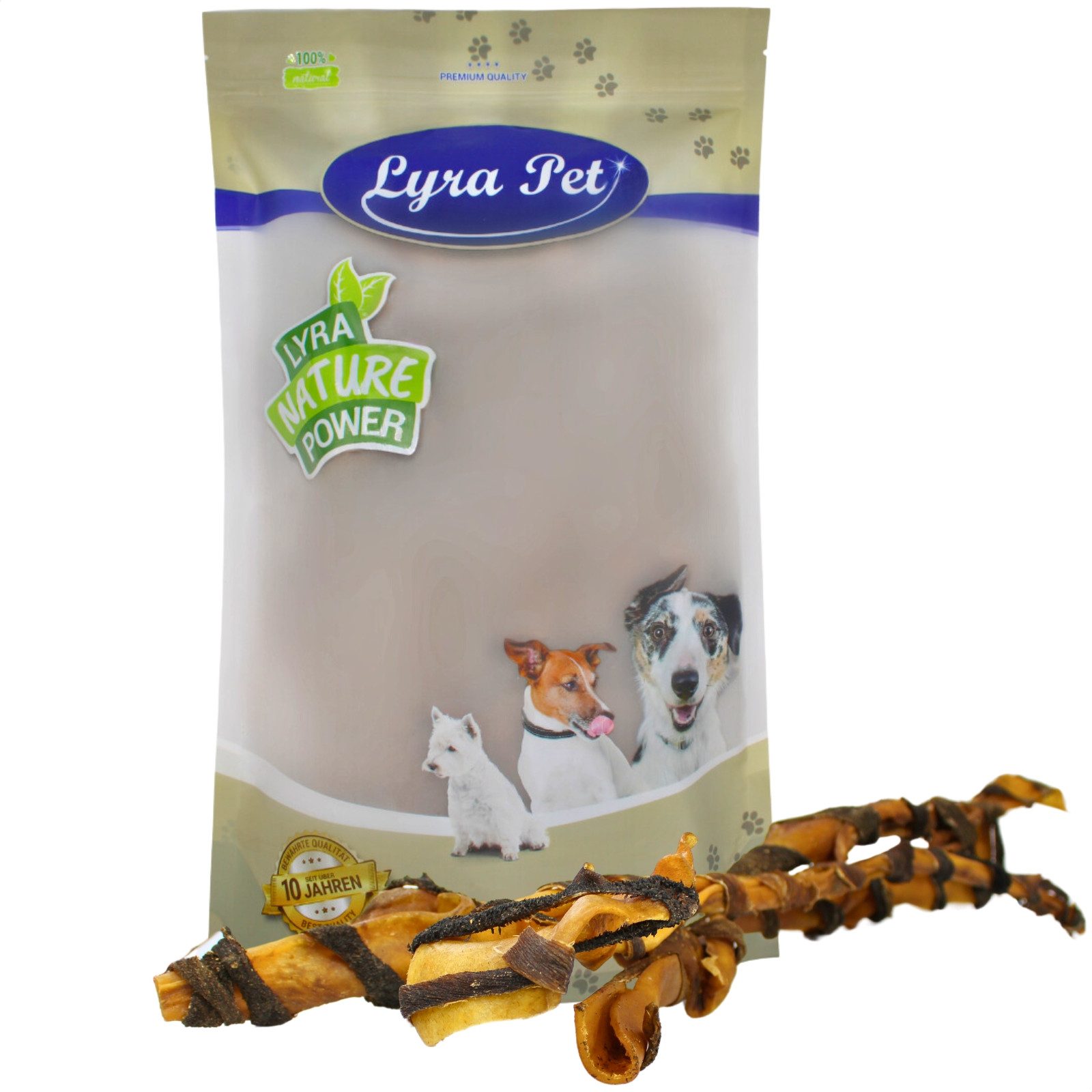 Lyra Pet Lyra Pet XXL Rinderkopfhautstangen mit Pansen ca. 70 cm Rind, Kausnacks für: Hund