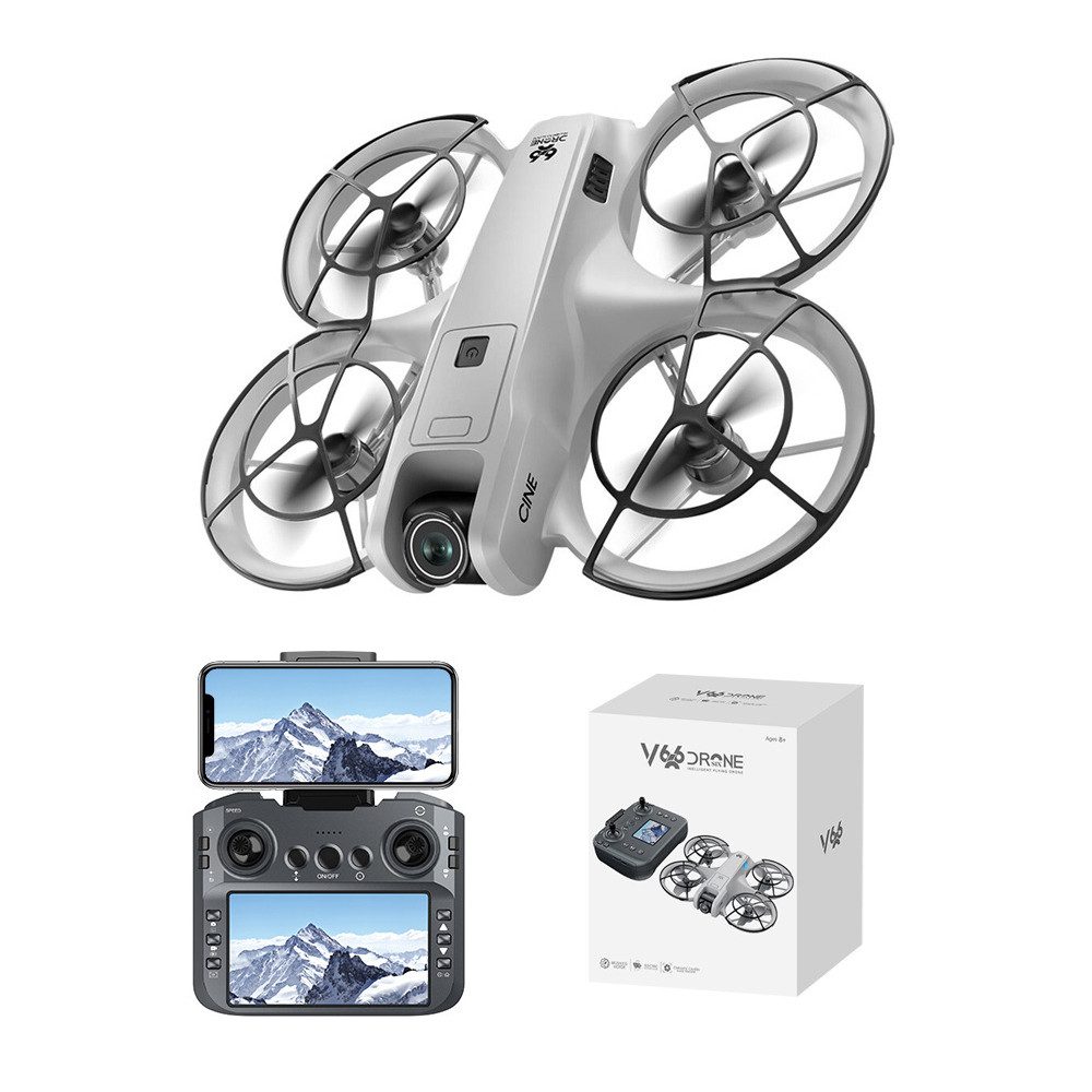 Tekoo Quadrocopter mit Display-Controller, Brushless, 119g, 3 Batterien Drohne (720P HD, Set, Umfangreiches Komplettset inkl. 3 Akkus, 72GB Speicher, Fernsteuerung mit integriertem 5,5 Zoll Display, bürstenlose Motoren)