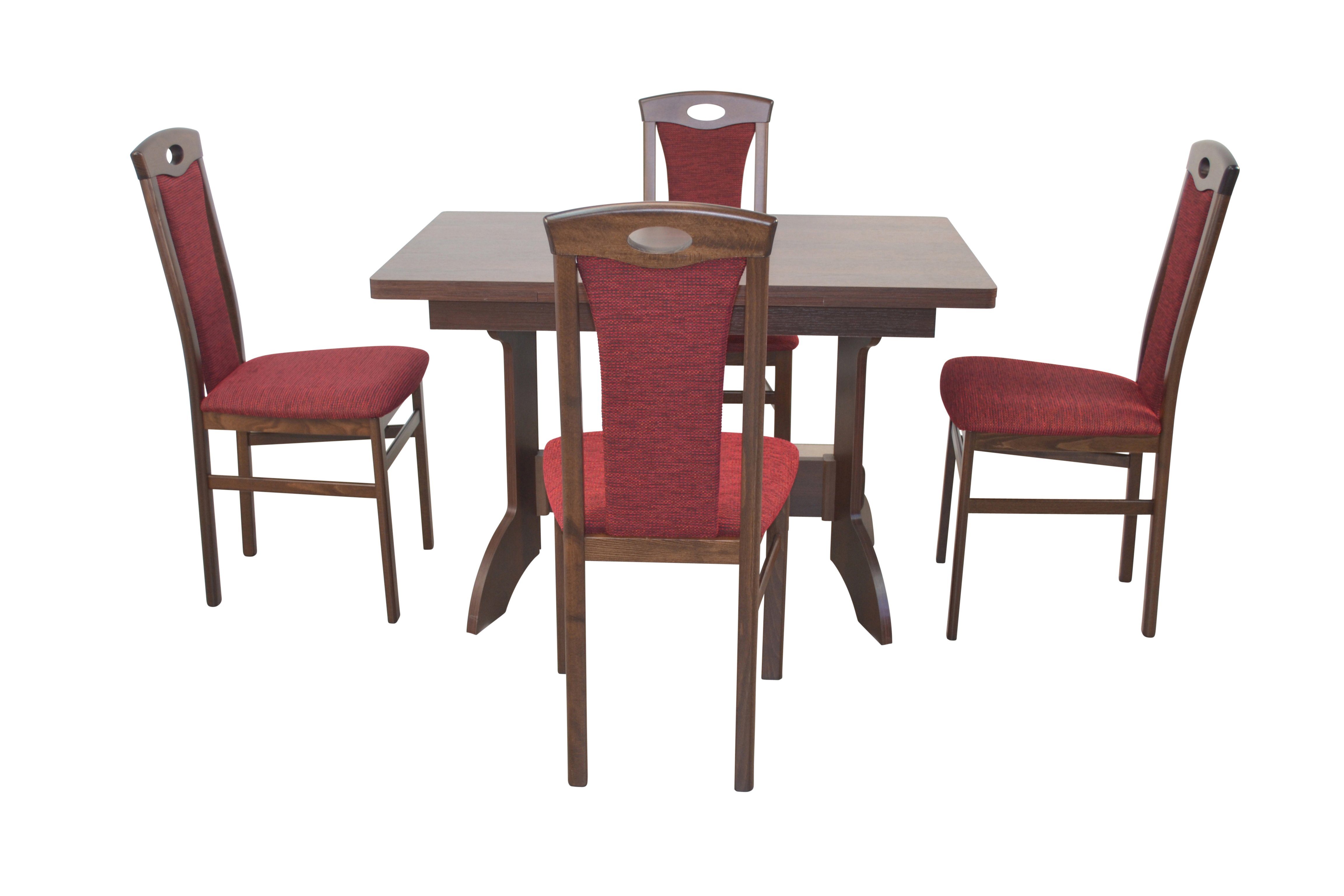 moebel-direkt-online Essgruppe 5teilige Tischgruppe, bestehend aus Esstisch ausziehbar und 4 Stühlen, (Spar-Set, 5teiliges Set) Nussbaum-Nachbildung/bordeaux