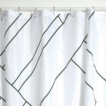 MSV Duschvorhang MONOLITHIC Breite 180 cm, Textil-Duschvorhang, 100% Polyester, wasserabweisend, Anti-Schimmel-Effekt, waschbar 30°, Farbe weiß / schwarz, 180 x 200 cm