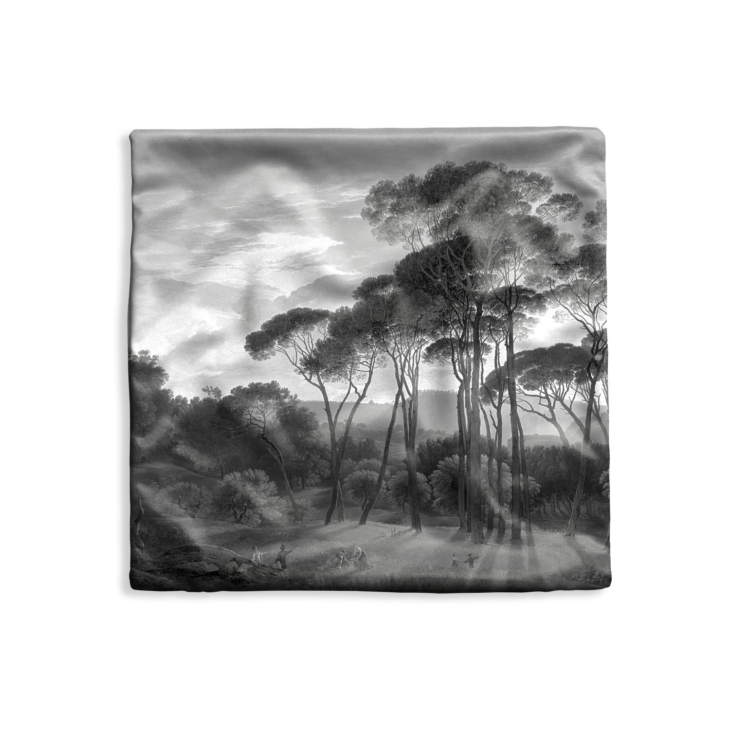 MuchoWow Dekokissen Italienische Landschaft mit Pinien - Gemälde von Hendrik Voogd - Schwa, Kissenbezüge, Kissenhülle, Deko Kissenbezug, Kissen, 40x40 cm