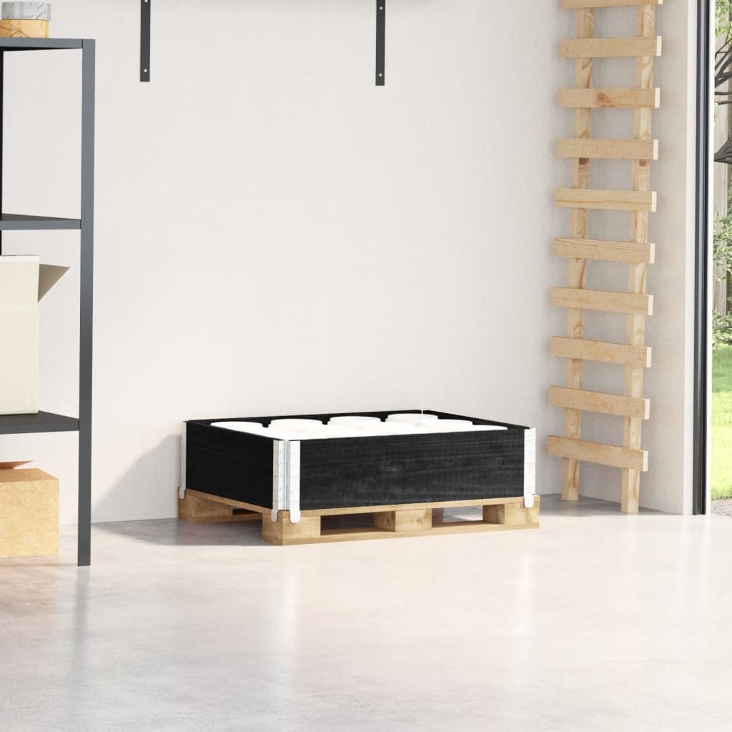 vidaXL Palettenbett Paletten-Aufsatzrahmen Schwarz 80x60 cm Massivholz Kiefer (1-tlg)