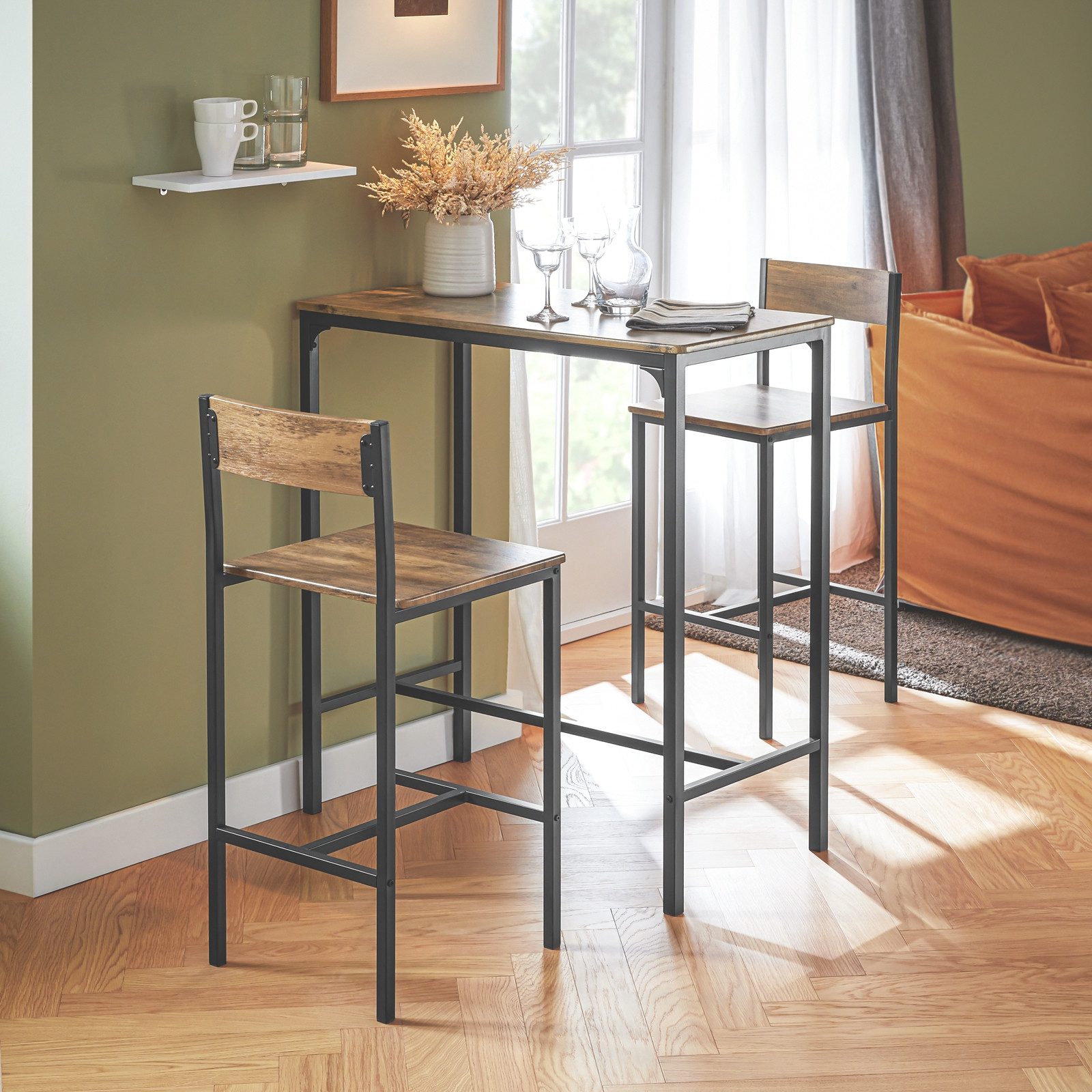 SoBuy Bartisch OGT03, Küchentisch-Set für 2 Personen, Esstisch Essgruppe Ga günstig online kaufen