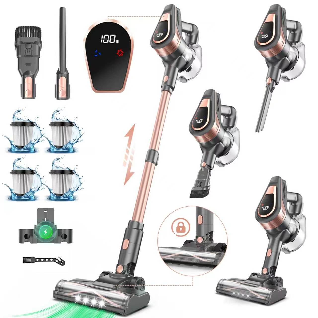 Grenintol Akku-Stielstaubsauger 55000Pa Akku Staubsauger,Akku Handstaubsauger,Akkusauger Kabelloser, 300 W, beutellos, 6×2600mAh Hochleistungsakku • Leiser Betrieb