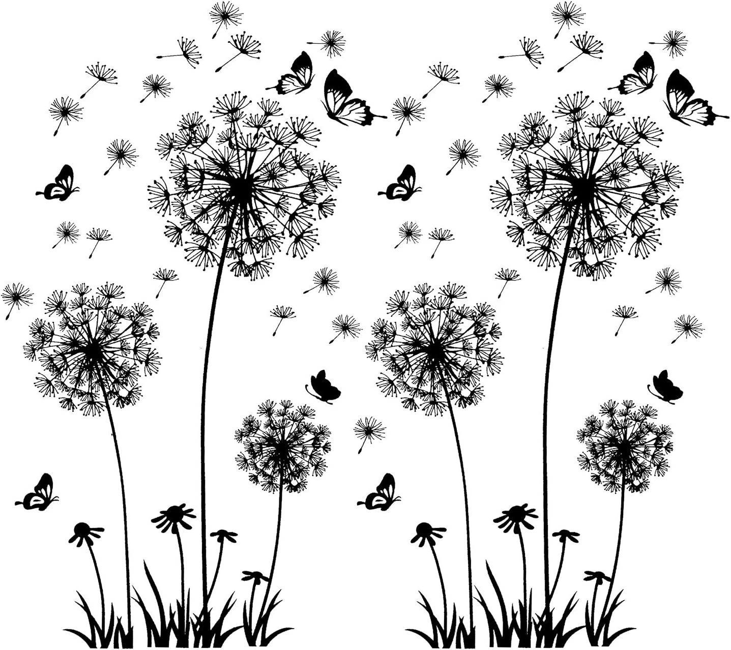 KINSI 3D-Wandtattoo Pusteblume Wanddeko,Pflanzen Schmetterlinge Wandaufkleber,Aufkleber (1 St), Geeignet für moderne Wände, Schlafzimmer, Küchen und Wohnzimmer