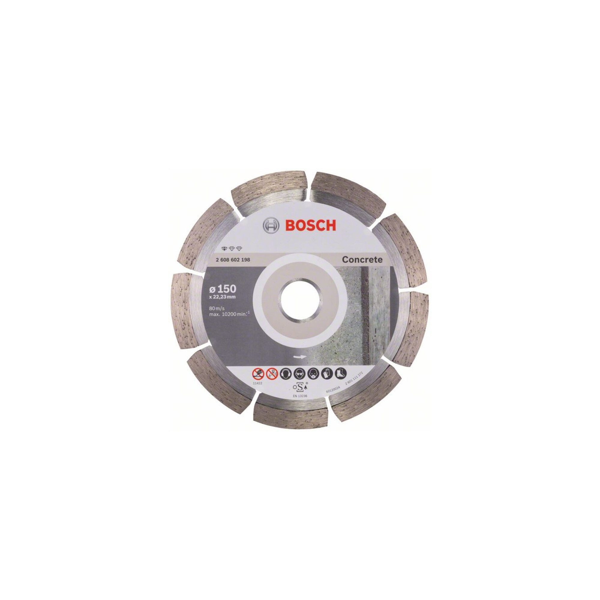Bosch Professional Trennscheiben Bosch Diamanttrennscheibe Standard for Concrete, 150 x 22,23 x 2 x 10