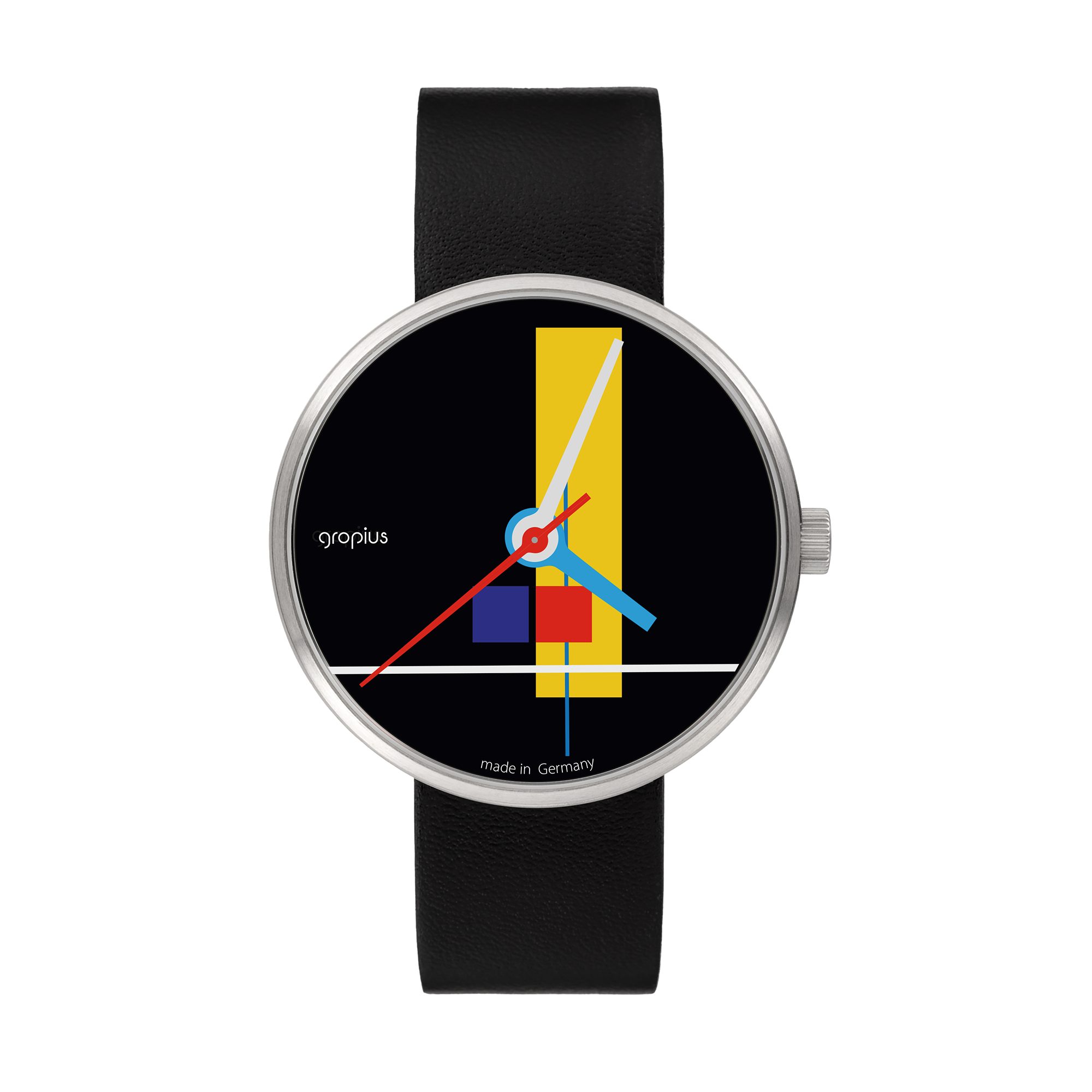 Walter Gropius Quarzuhr Made in Germany, Saphirglas, Forum Weimar Edition - WG 020-01, Designeruhr, Lederarmband mit Easy-Release System, Edelstahlgehäuse