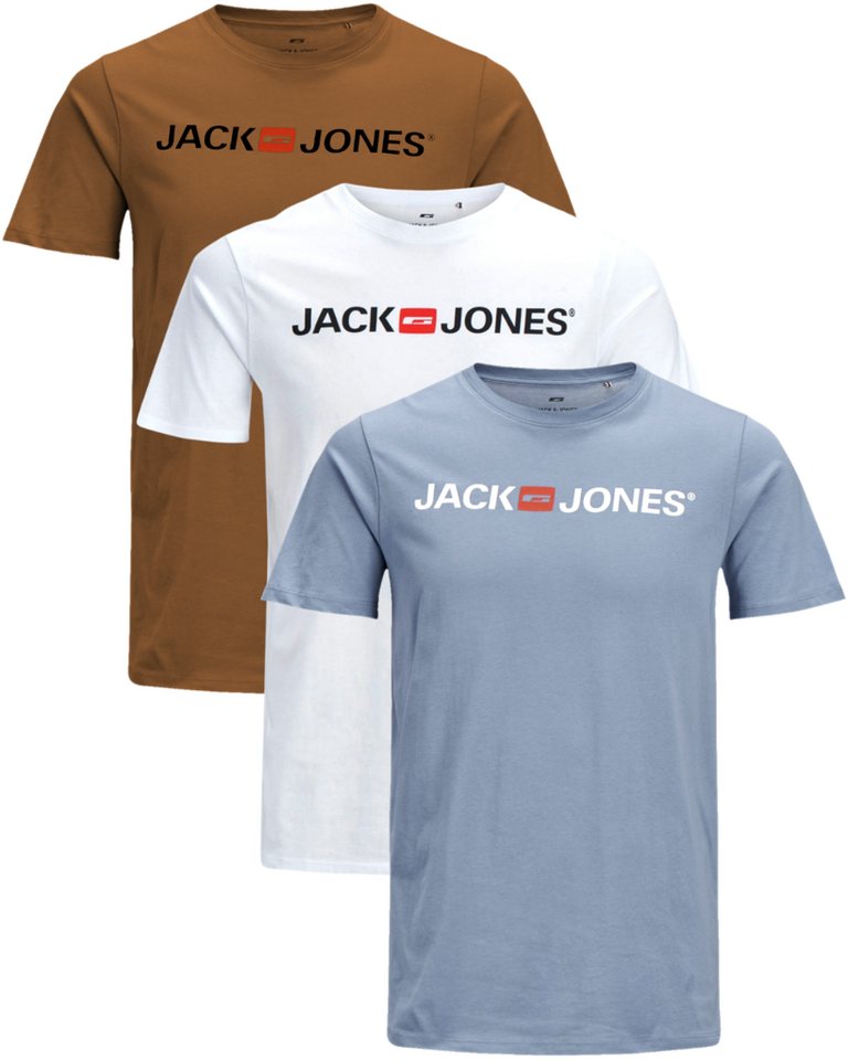Jack & Jones T-Shirt Stilvolles Slim-Fit oder Regular Shirt mit Printdruck (3er-Pack) Printdruck