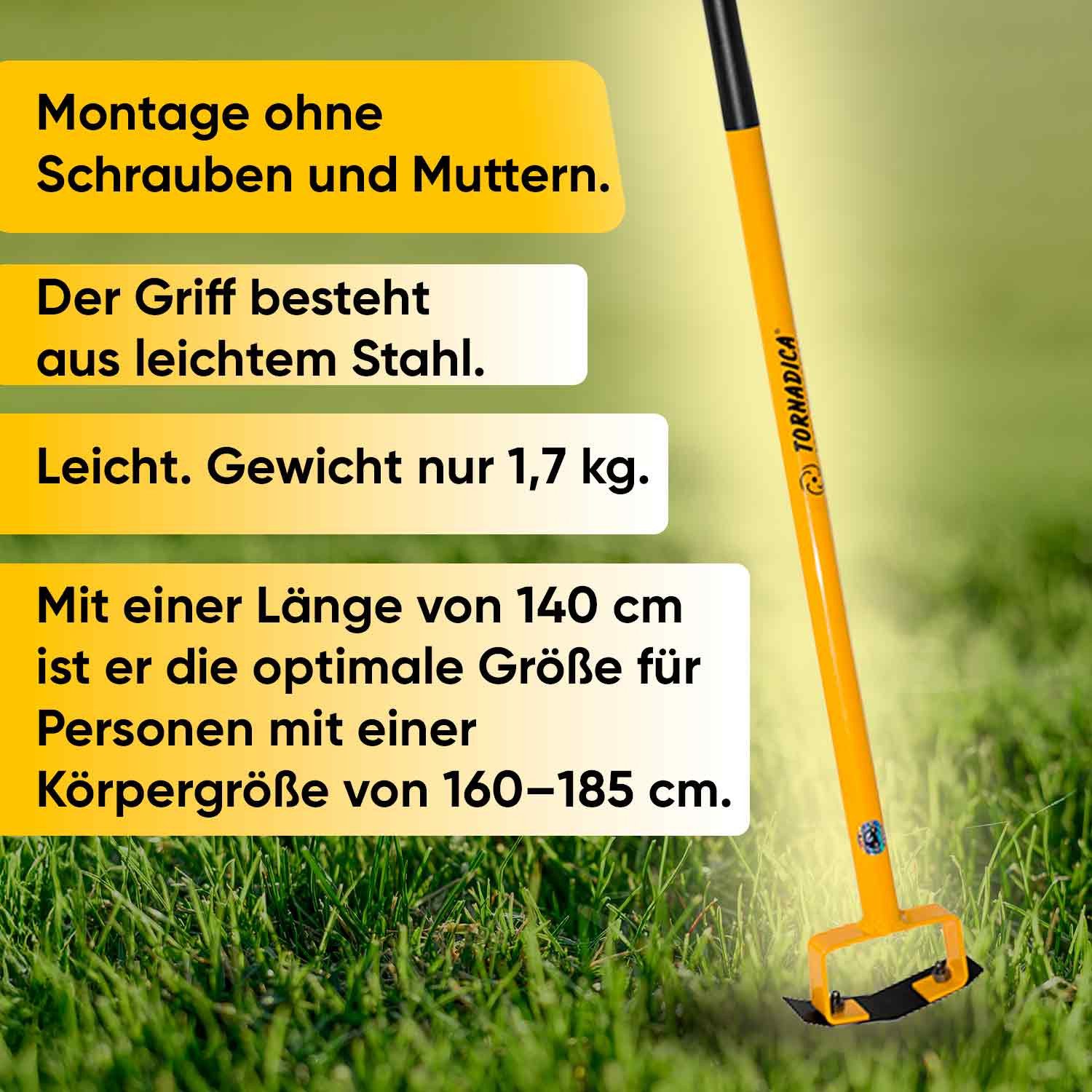 Tornadica Gartenhacke holländische Hacke Gartenwerkzeug 140 cm, 15 cm Arbeitsbreite, aus legiertem Stahl mit scharfer Klinge, Gartengerät für effektives Jäten, Entfernen von Unkraut sowie Bodenlockerung in Ihrem Garten