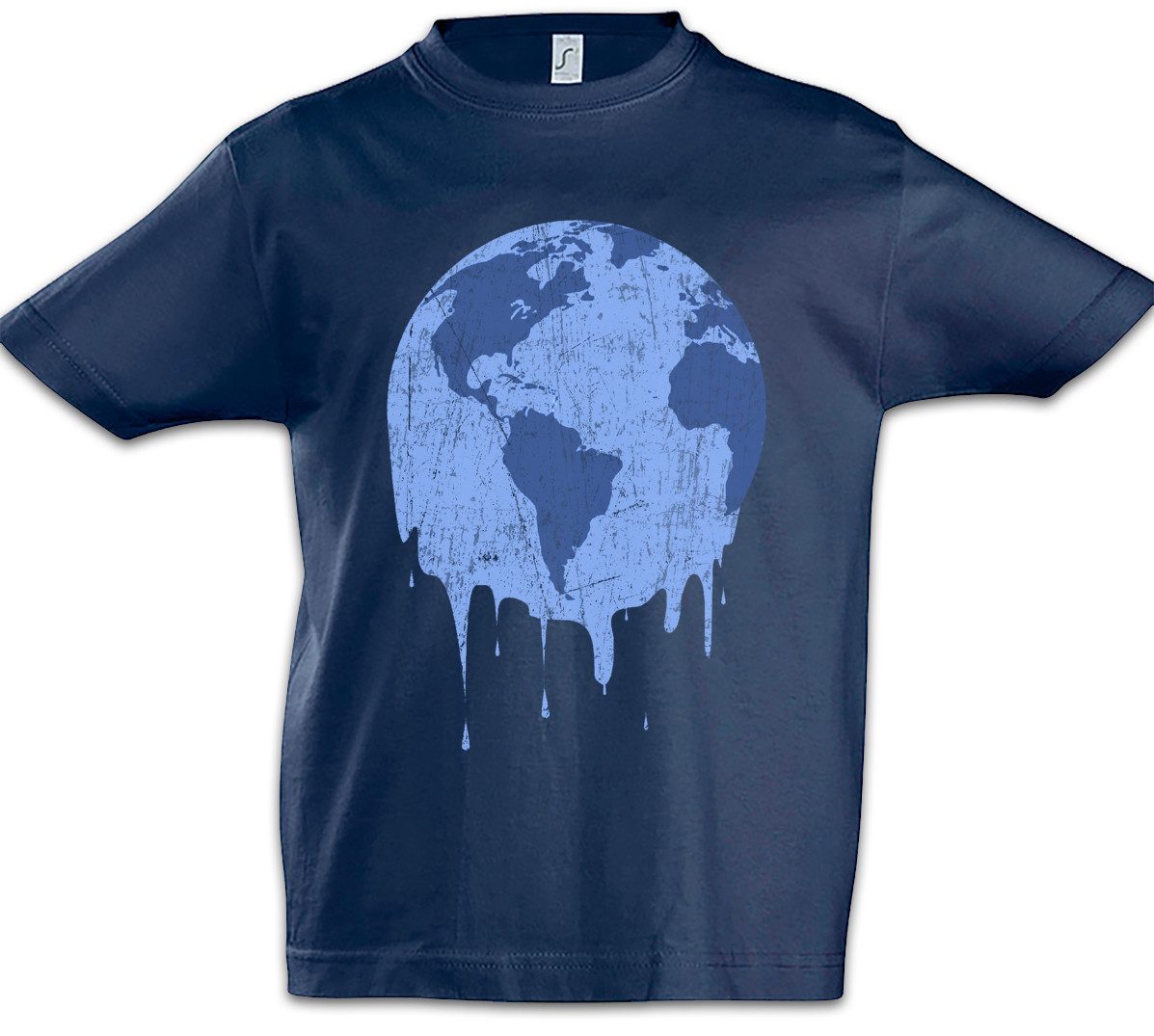 Print-Shirt Melting Earth Kinder T-Shirt Umweltschutz Save The World Green Energy