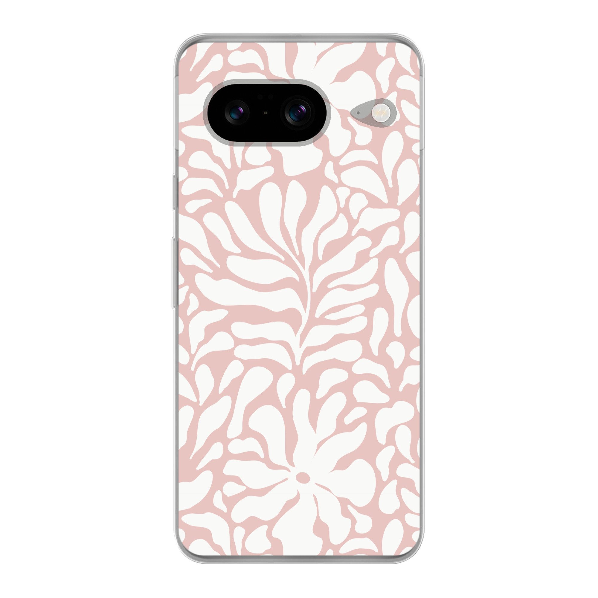 MuchoWow Handyhülle für Google Pixel 8 Blumen - Muster - Rosa - Weiß, Handy Case, Silikon, Bumper Case Dünn
