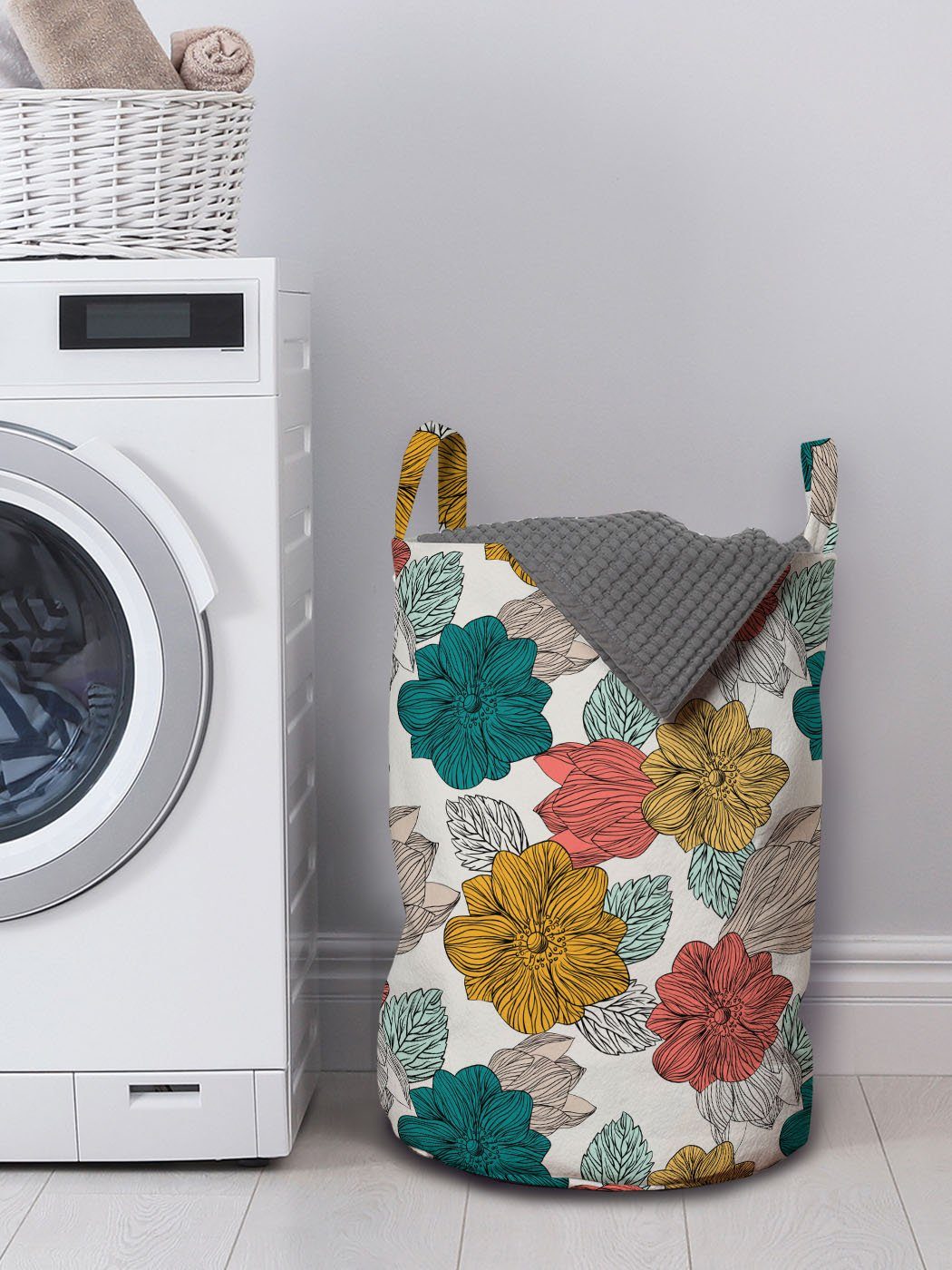 Griffen Wäschesäckchen Wäschekorb Blumen-Blumensträuße für Blumen mit Waschsalons, Abakuhaus Kordelzugverschluss