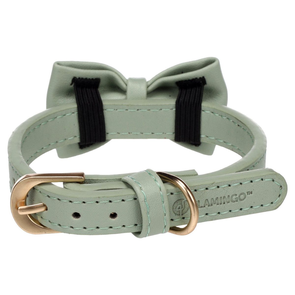 Flamingo Hunde-Halsband Halsband mit Schleife Nela minzgrün
