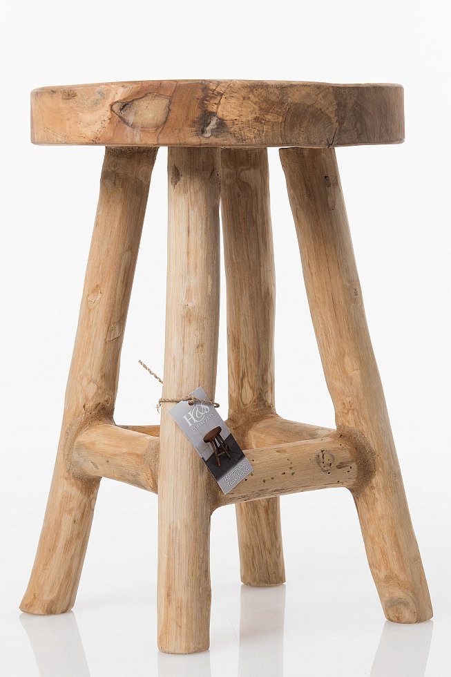 Koopman Blumenhocker Teakholz 42 cm Massiv Ø 30 cm Handmade Unperfekt (1 St., 1), Stabil, bis 70 Kg belastbar, fertig montiert, Schemel