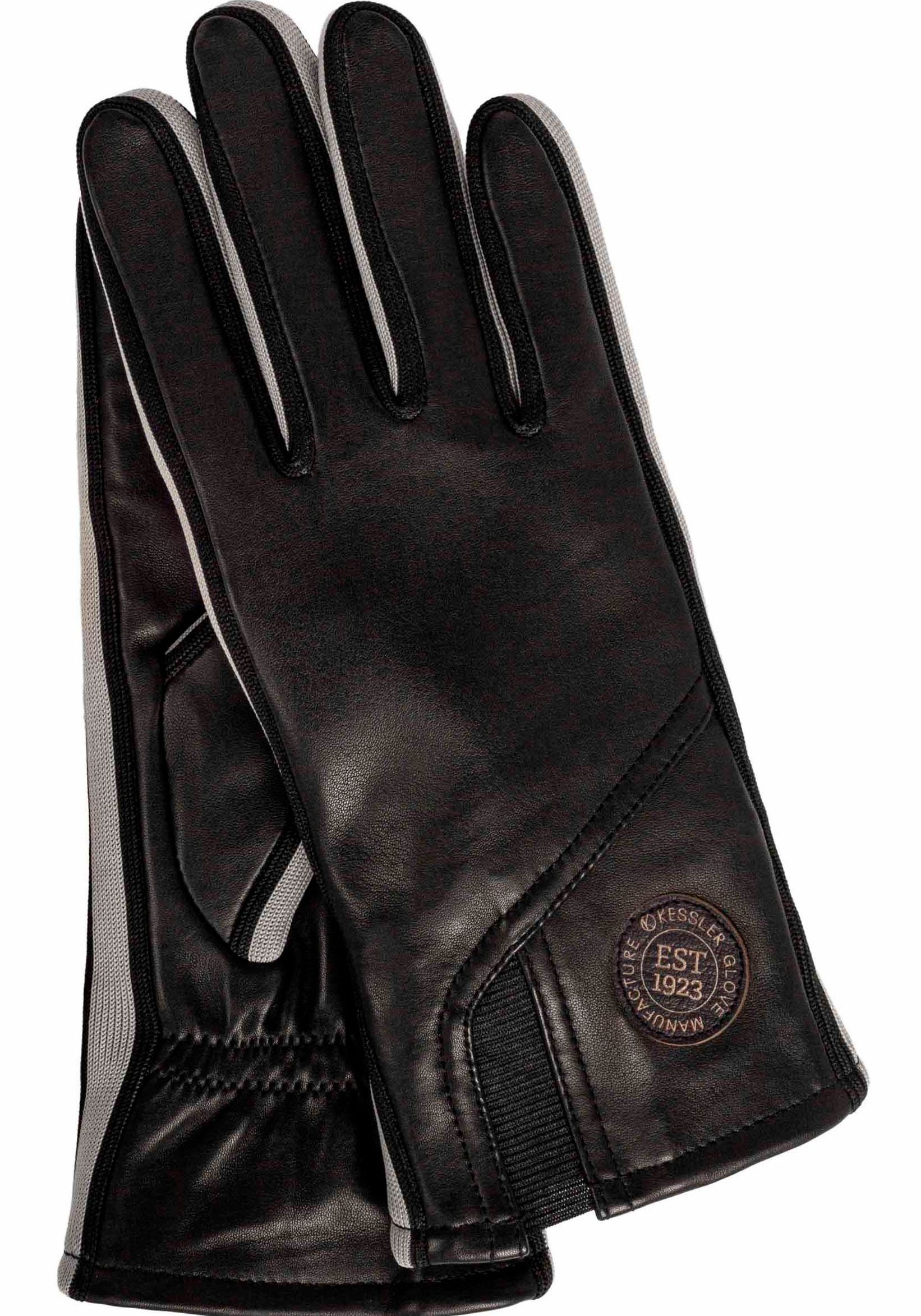 KESSLER Lederhandschuhe Gil Touch sportliches Design im Sneaker- Look mit Touchfunktion black