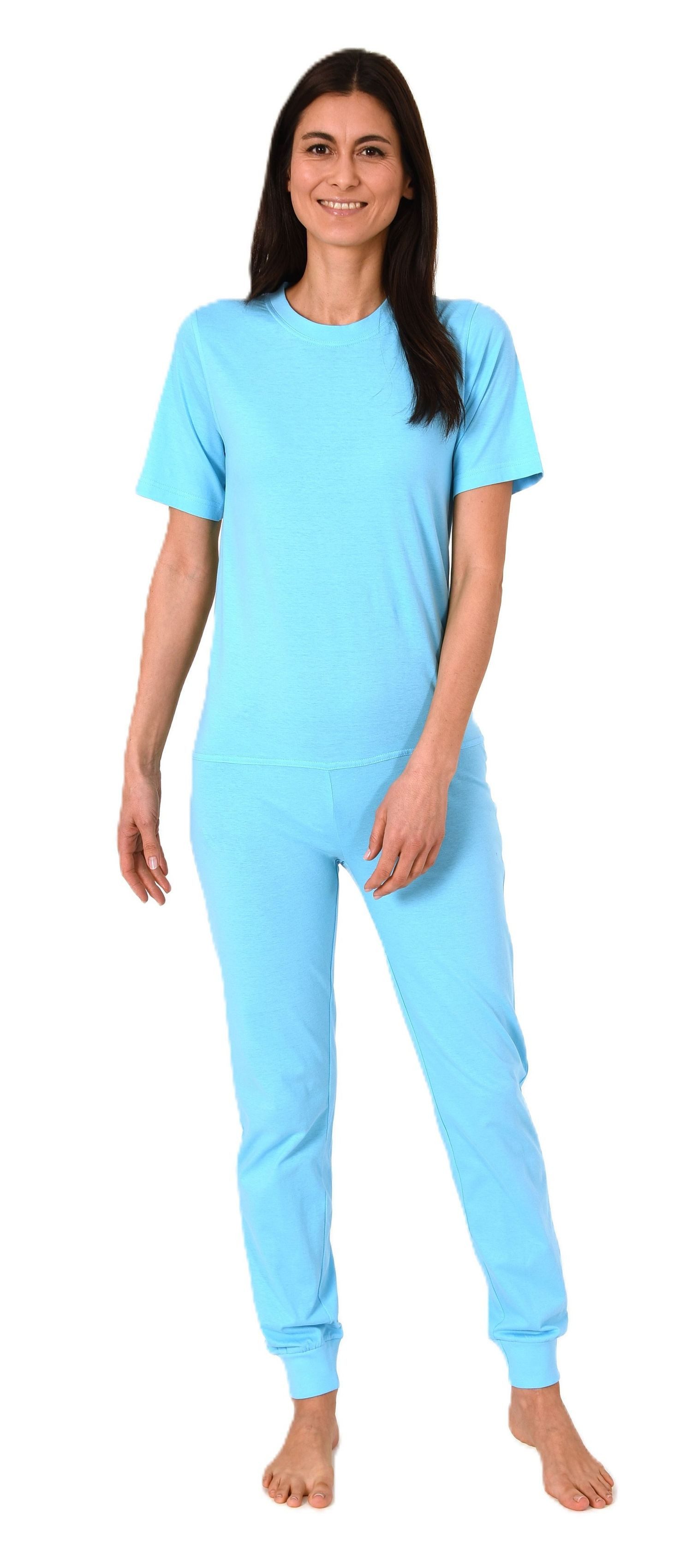 Normann Care Pyjama Damen Pflegeoverall kurzarm mit langen Bein + Rücken Reißverschluß