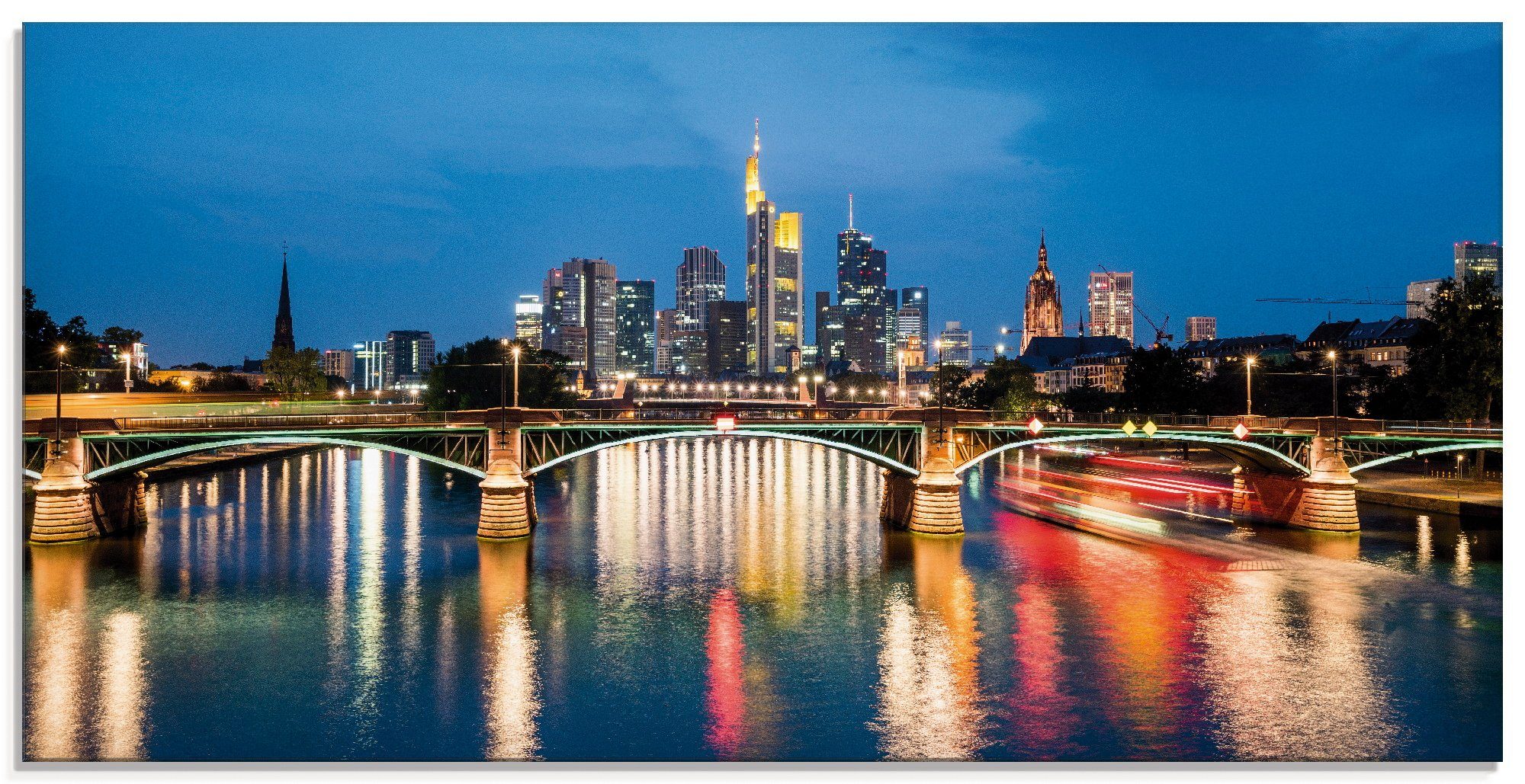 Glasbild Frankfurt am Main zur Nacht