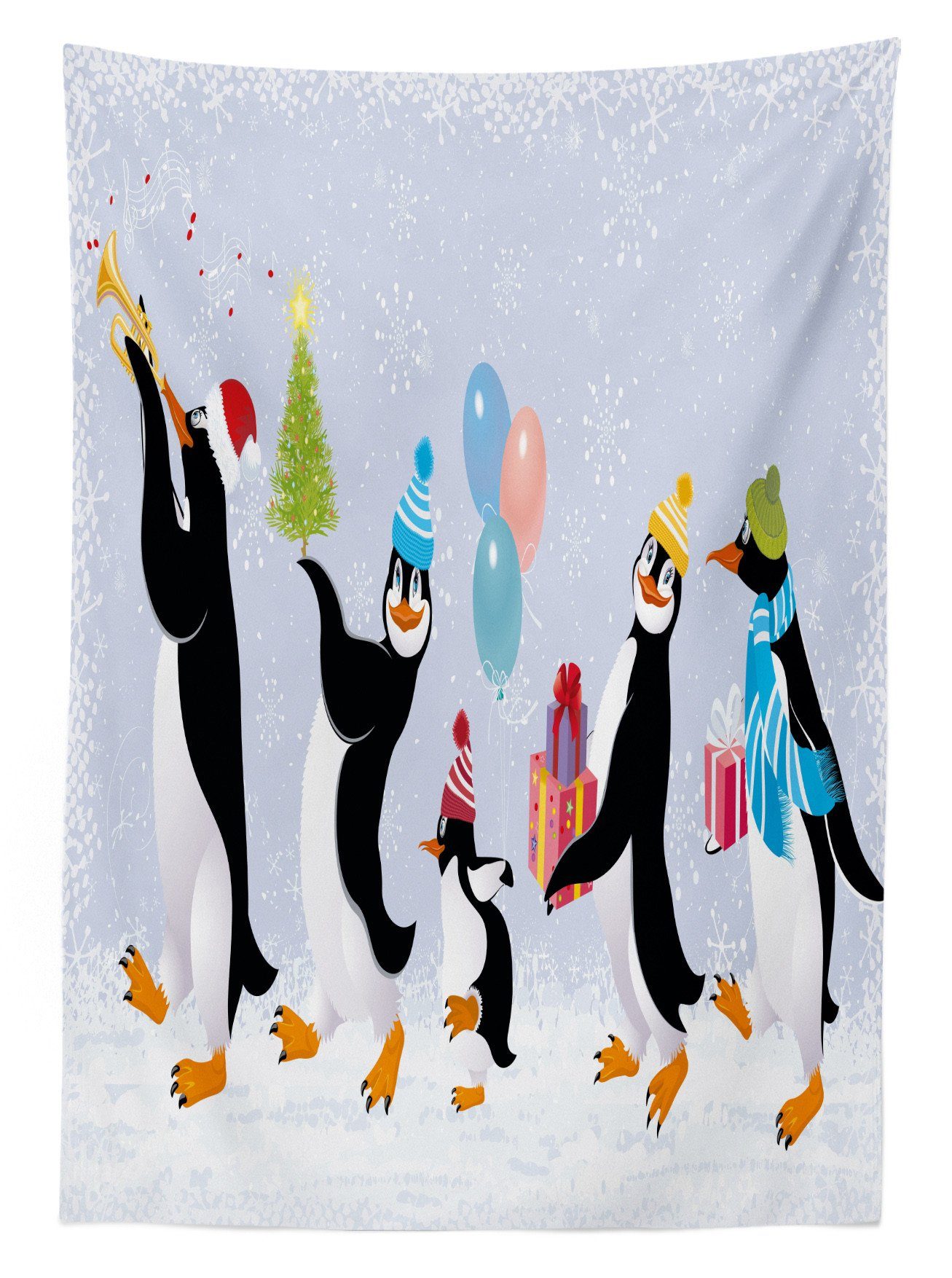 Abakuhaus Tischdecke Farbfest Waschbar Für Bereich Klare den geeignet in Außen Farben, Penguins Weihnachten Caps