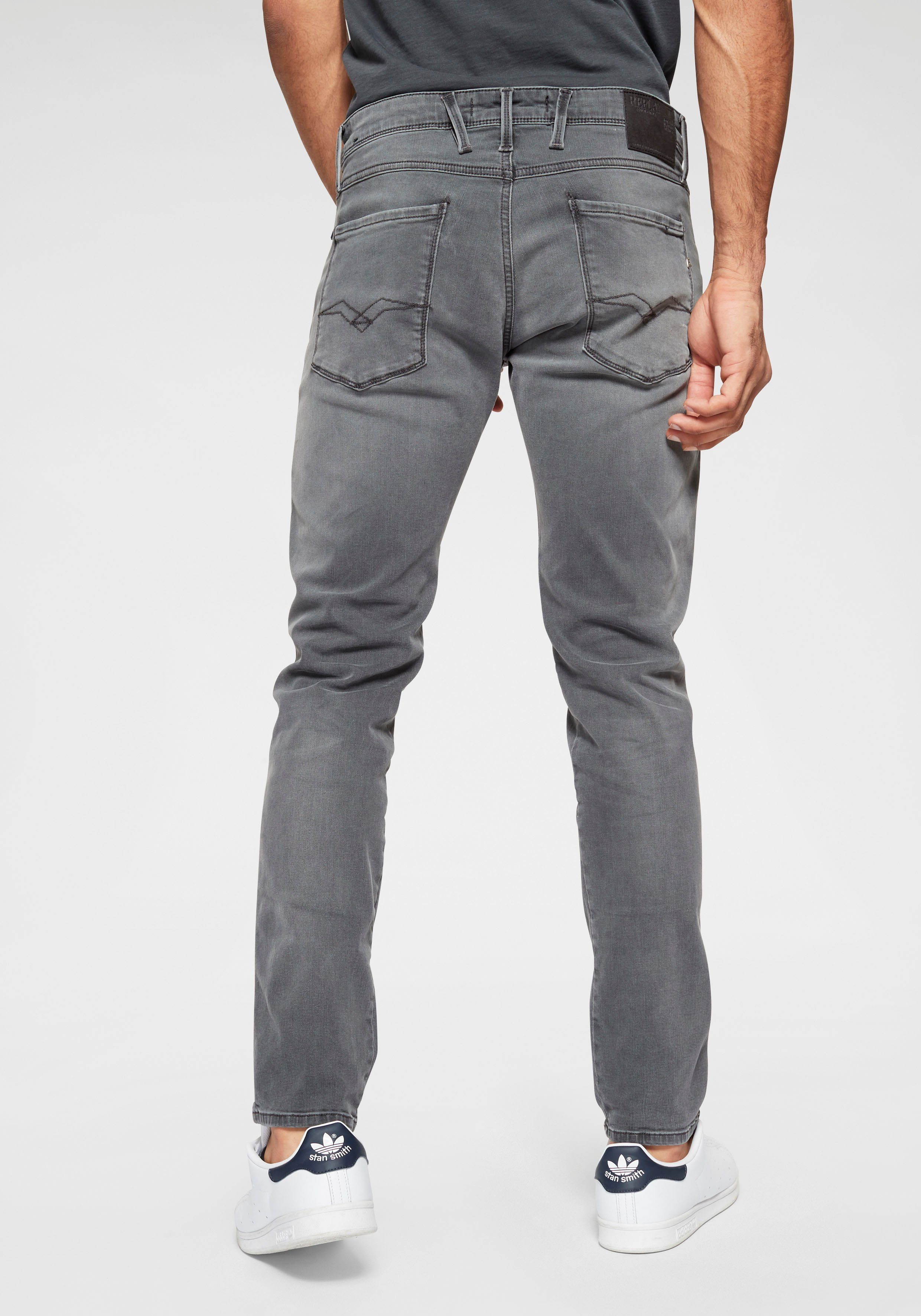 Replay Herren Jeans Anbass - Slim Fit - Grau - Dark Grey Denim günstig online kaufen