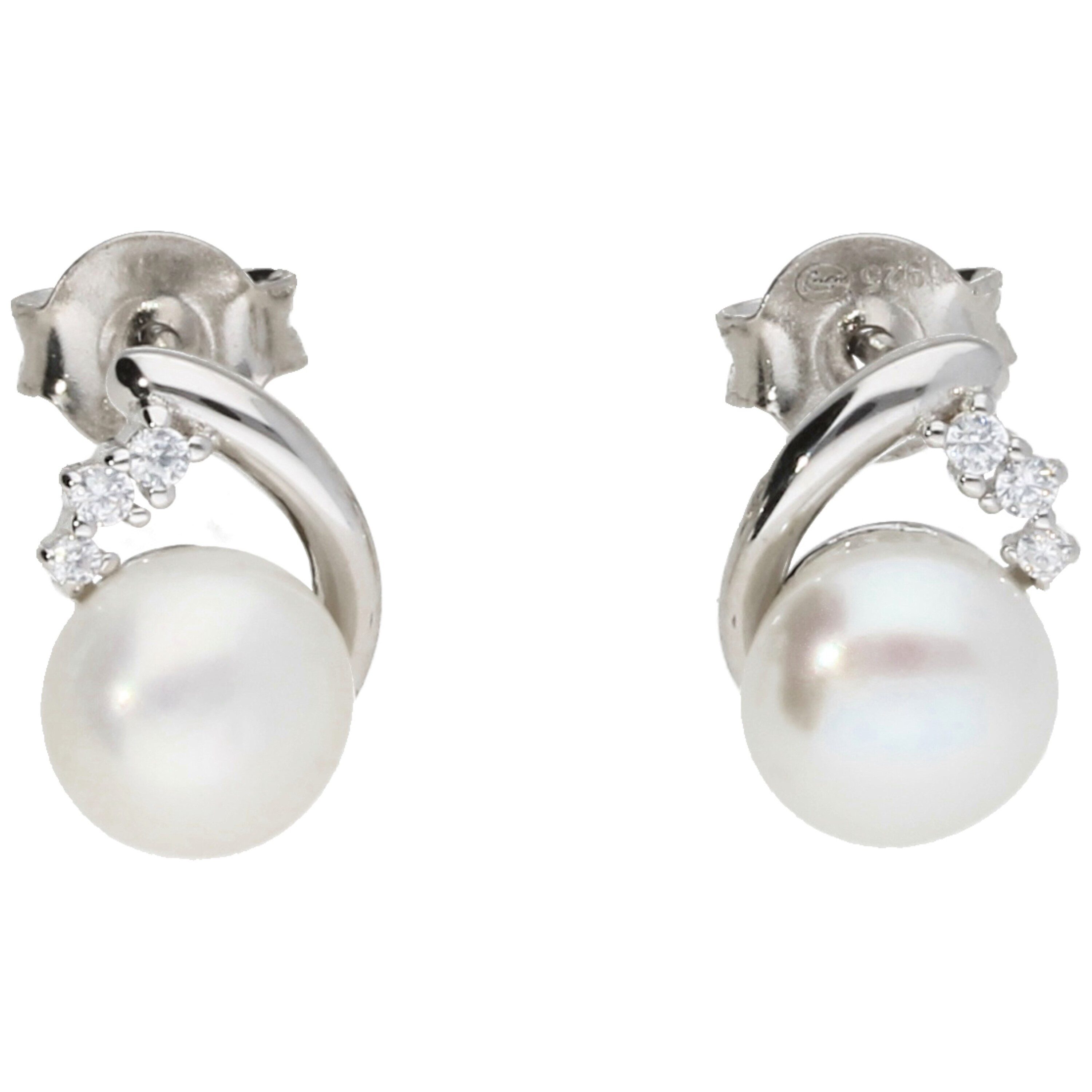 Smart Jewel Paar Ohrstecker mit Zirkonia und Süßwasser-Perle, Silber 925 günstig online kaufen