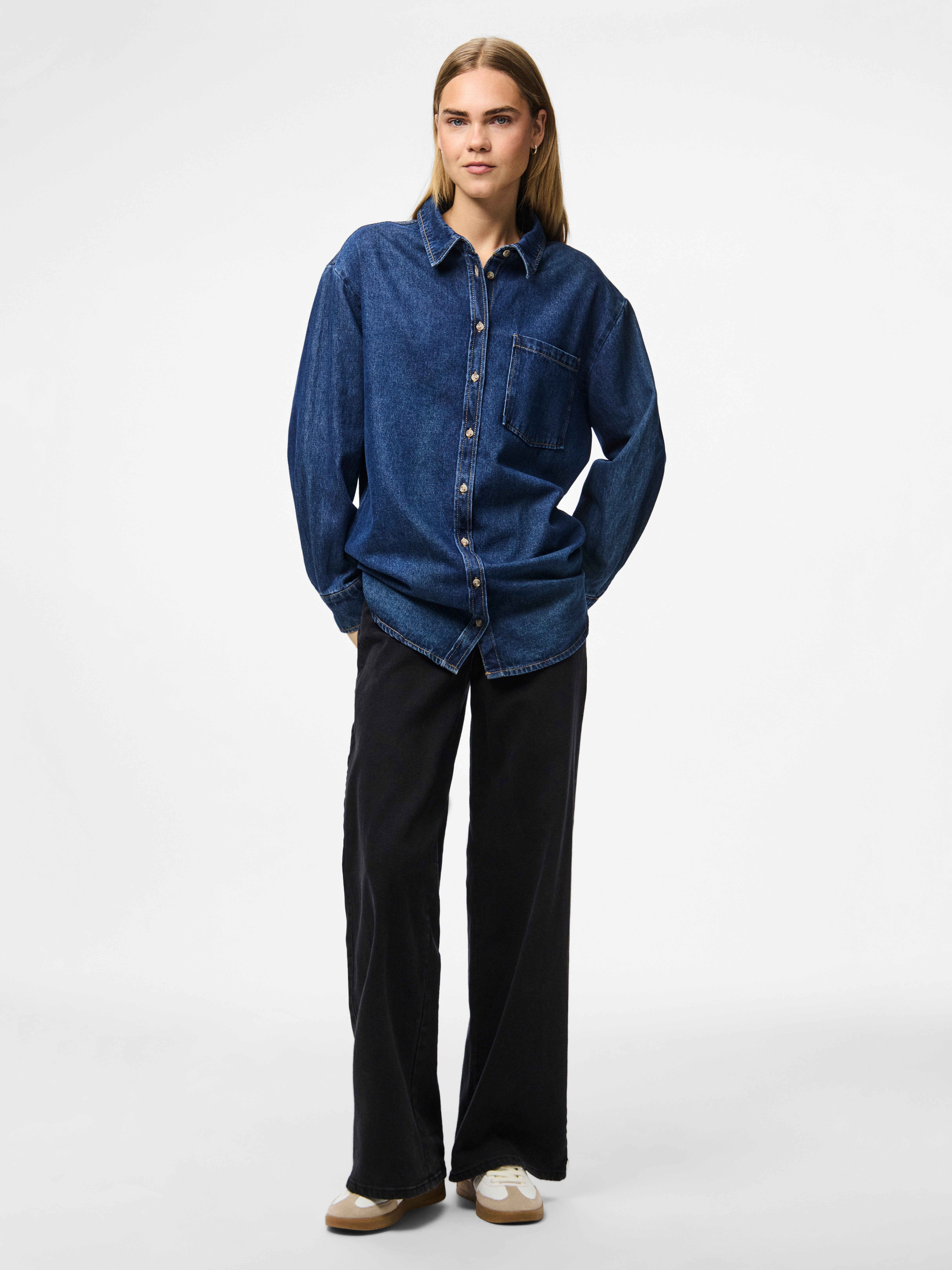 pieces Jeansbluse PCMAISIE LS DENIM SHIRT NOOS BC