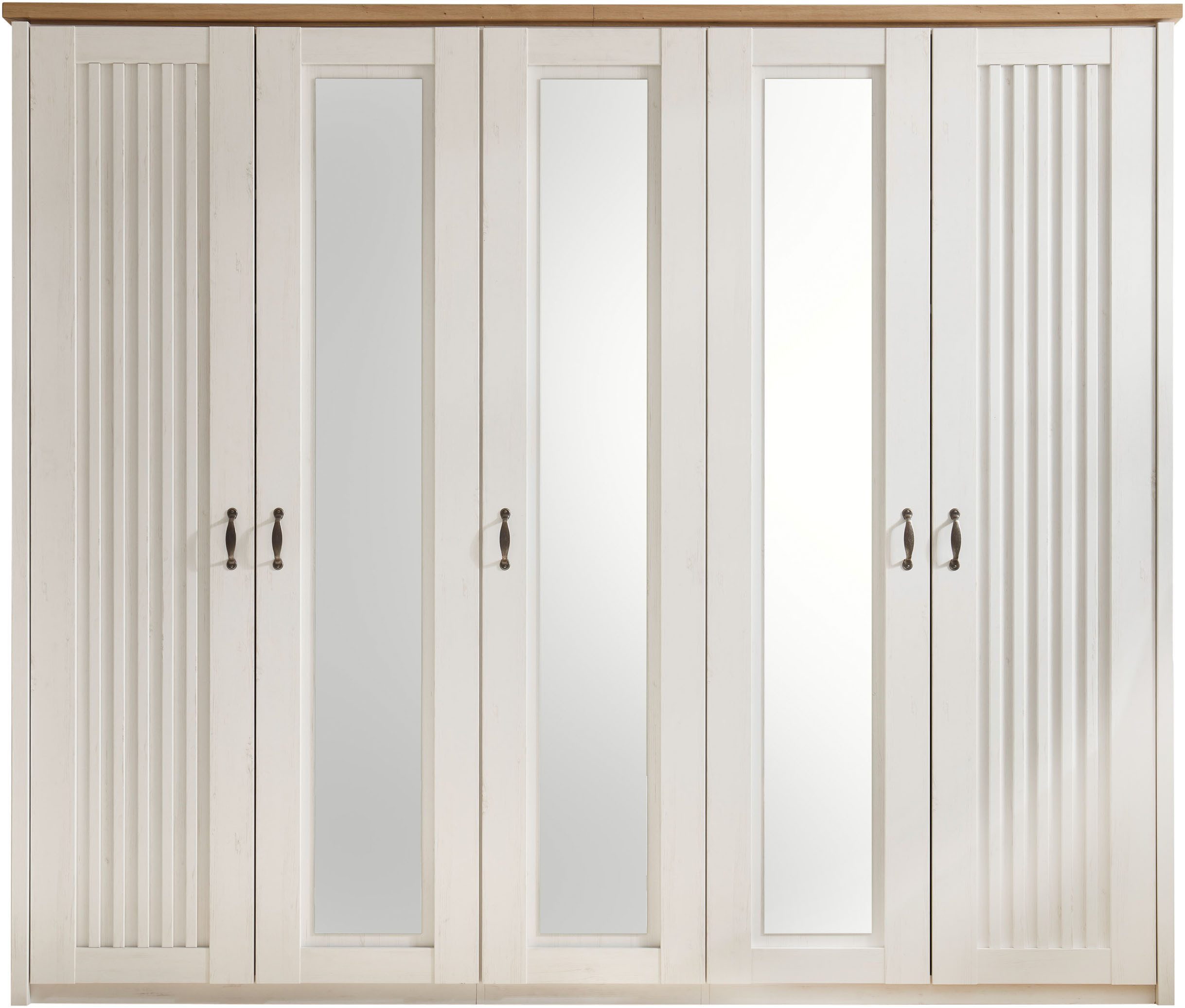 Schlafkontor Drehtürenschrank Trient im Landhaustil, Schlafzimmerschrank mit Spiegel