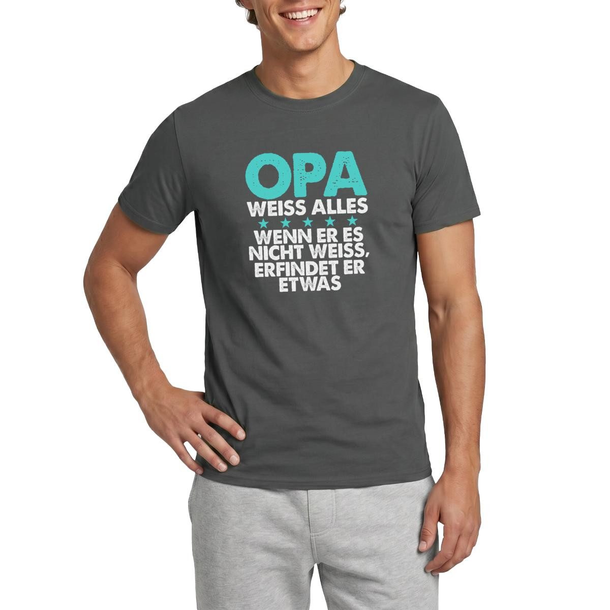 T-Shirt Opa Weiß Alles Wenn Nicht Erfindet Er Es Männer T-Shirt