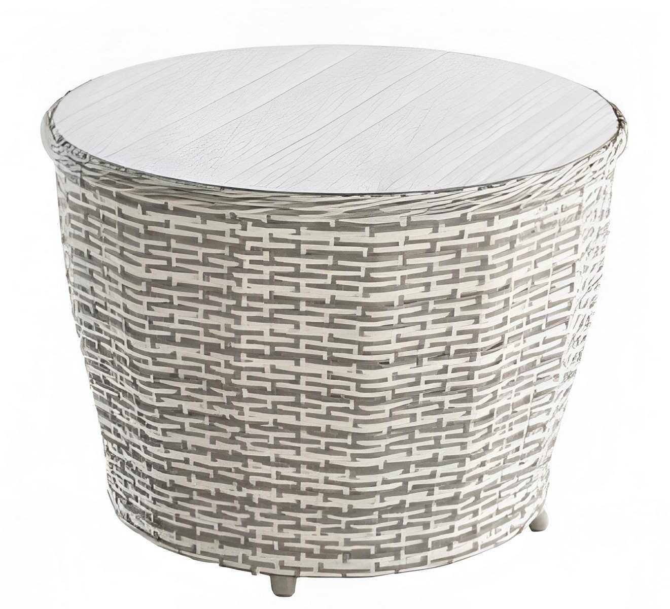 Xlmoebel Gartentisch Moderner runder Tisch in Beige mit Metallgestell und Glasplatte (1-St), Made in Europa
