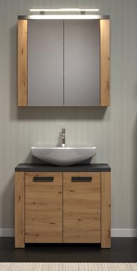 Furn.Design Badezimmerspiegelschrank Chase (Badschrank in Artisan Eiche mit grau, 2-türig) Breite 79 cm