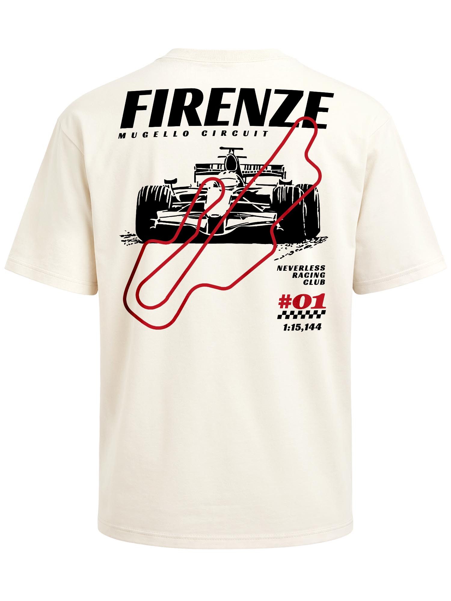 Neverless Oversize-Shirt Herren T-Shirt - Firenze Mugello - Oversized Relaxed Fit Sommer mit Print