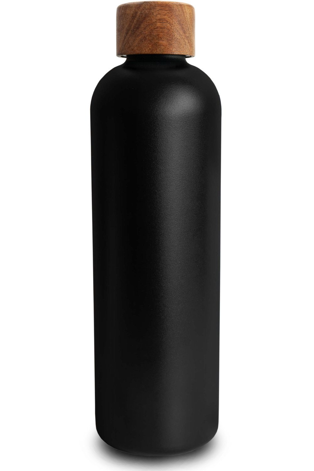 TRENDY AND NEW Trinkflasche T&N Edelstahl Trinkflasche 1 Liter - Wood Edition, Thermosflasche 1l für Büro, auslaufsichere, robuste, isolierte Wasserflasche 1000ml für Kohlensäure, Thermoskanne für unterwegs, Isolierflasche für Tee & Kaffee, hält 14h HEISS 29h EISKALT, Flasche für Sprudel-Wasser Anthracite